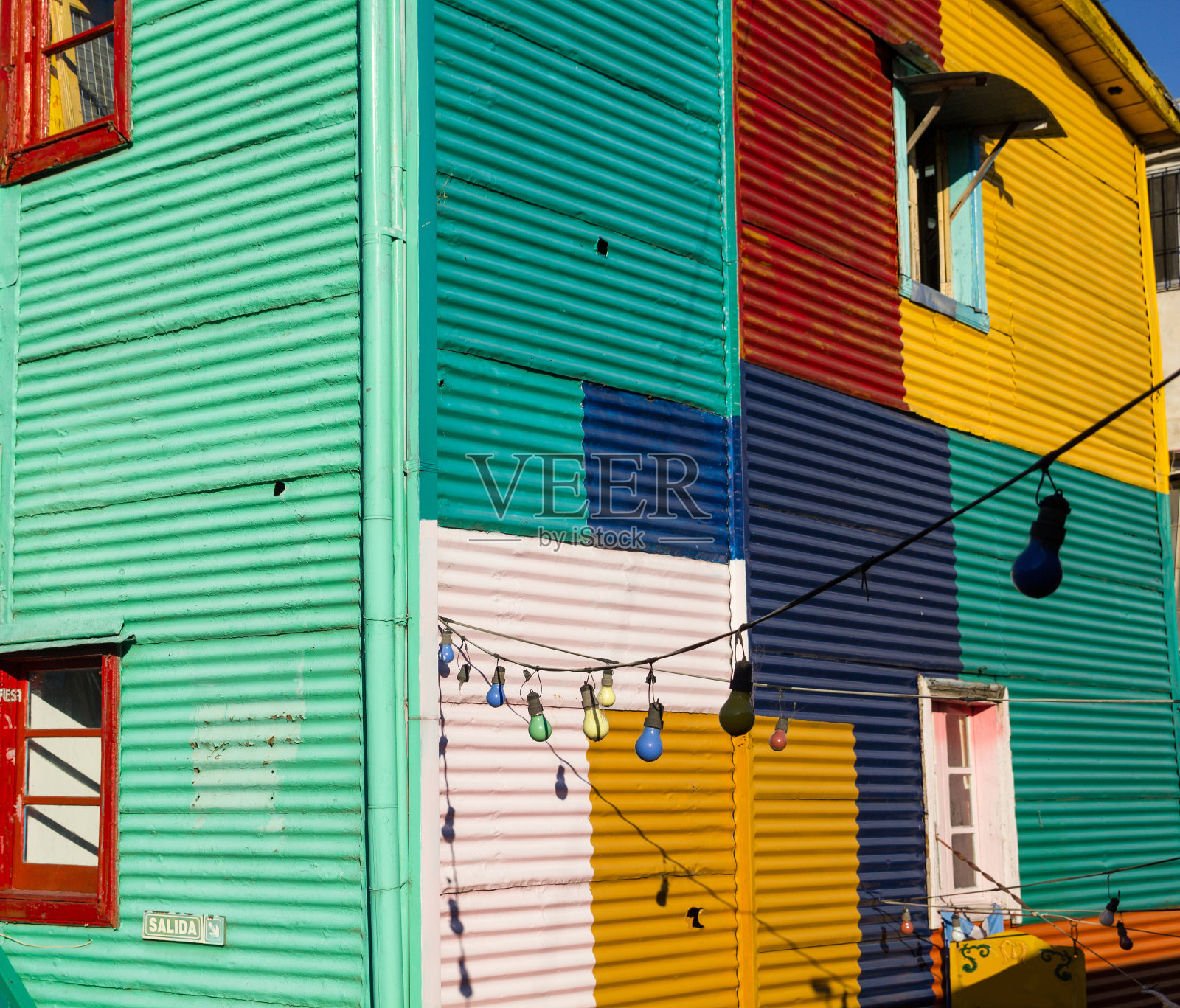 阿根廷布宜诺斯艾利斯拉博卡五颜六色的建筑照片摄影图片