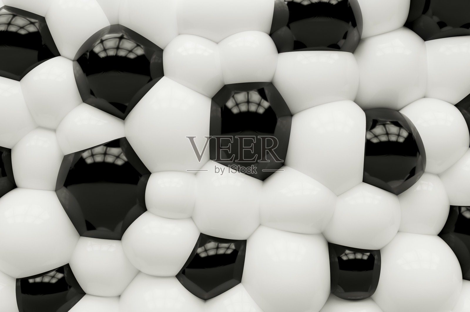 抽象背景橡胶黑白球。3 d渲染。照片摄影图片