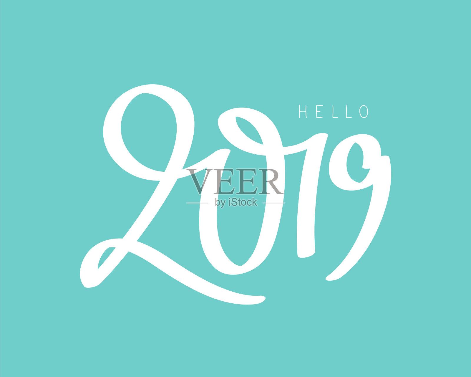 你好,2019。新年快乐概念。插画图片素材