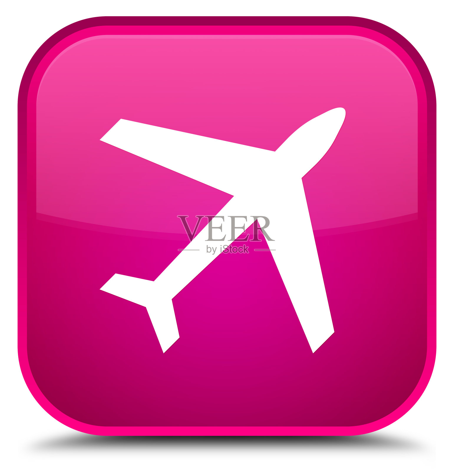 飞机图标特殊的粉色方形按钮插画图片素材