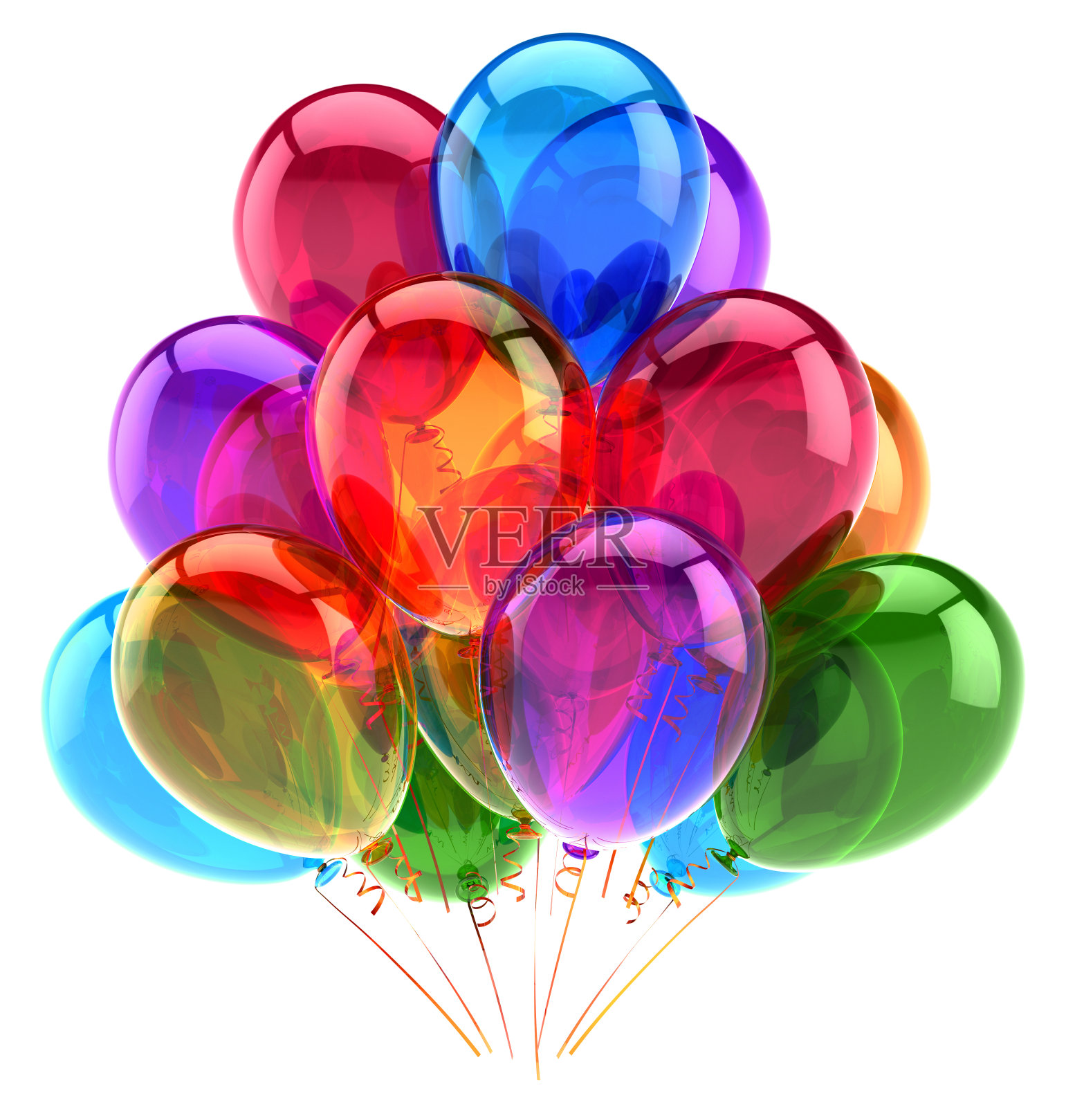 气球派对快乐生日装饰多彩光泽照片摄影图片