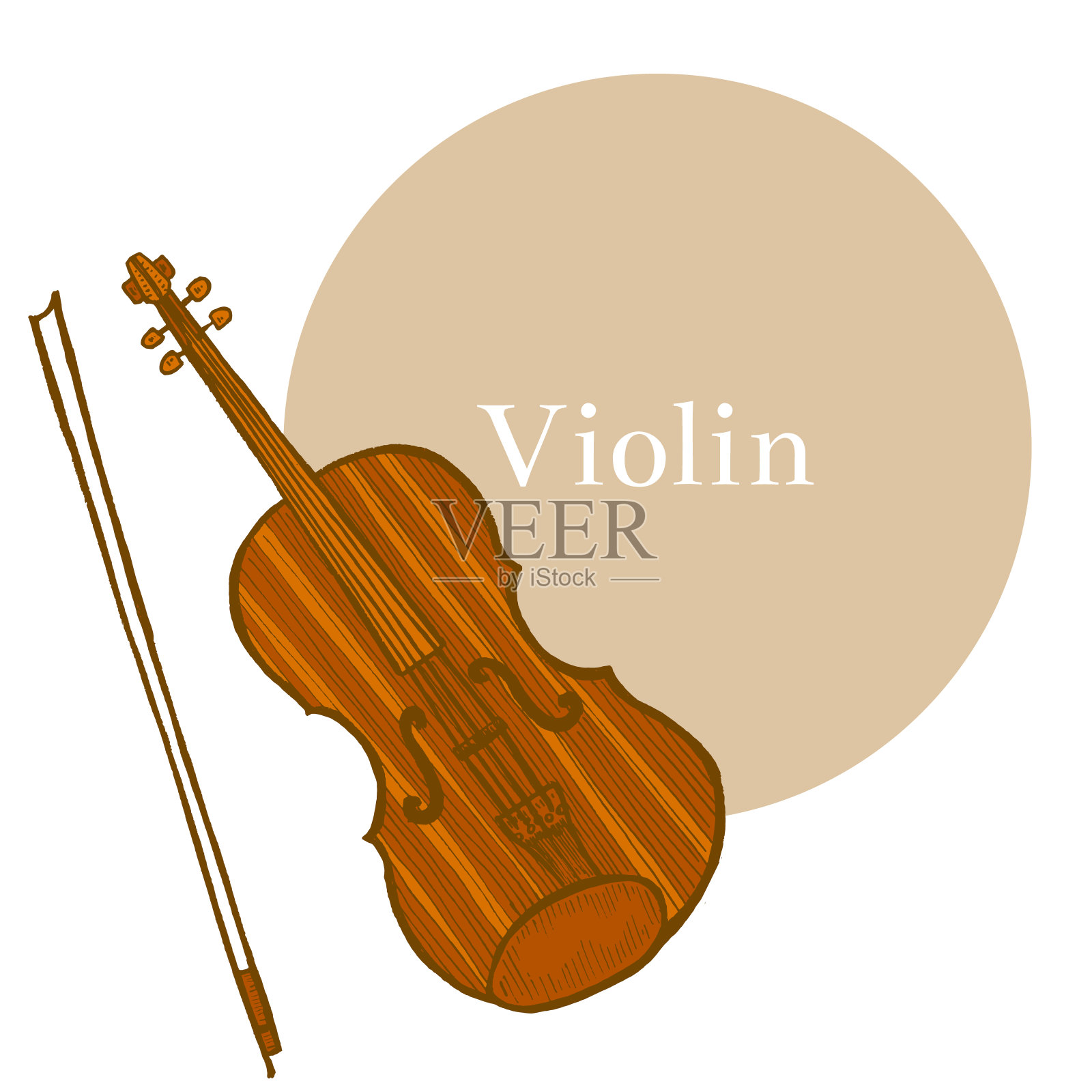 彩色小提琴手绘风格设计元素图片