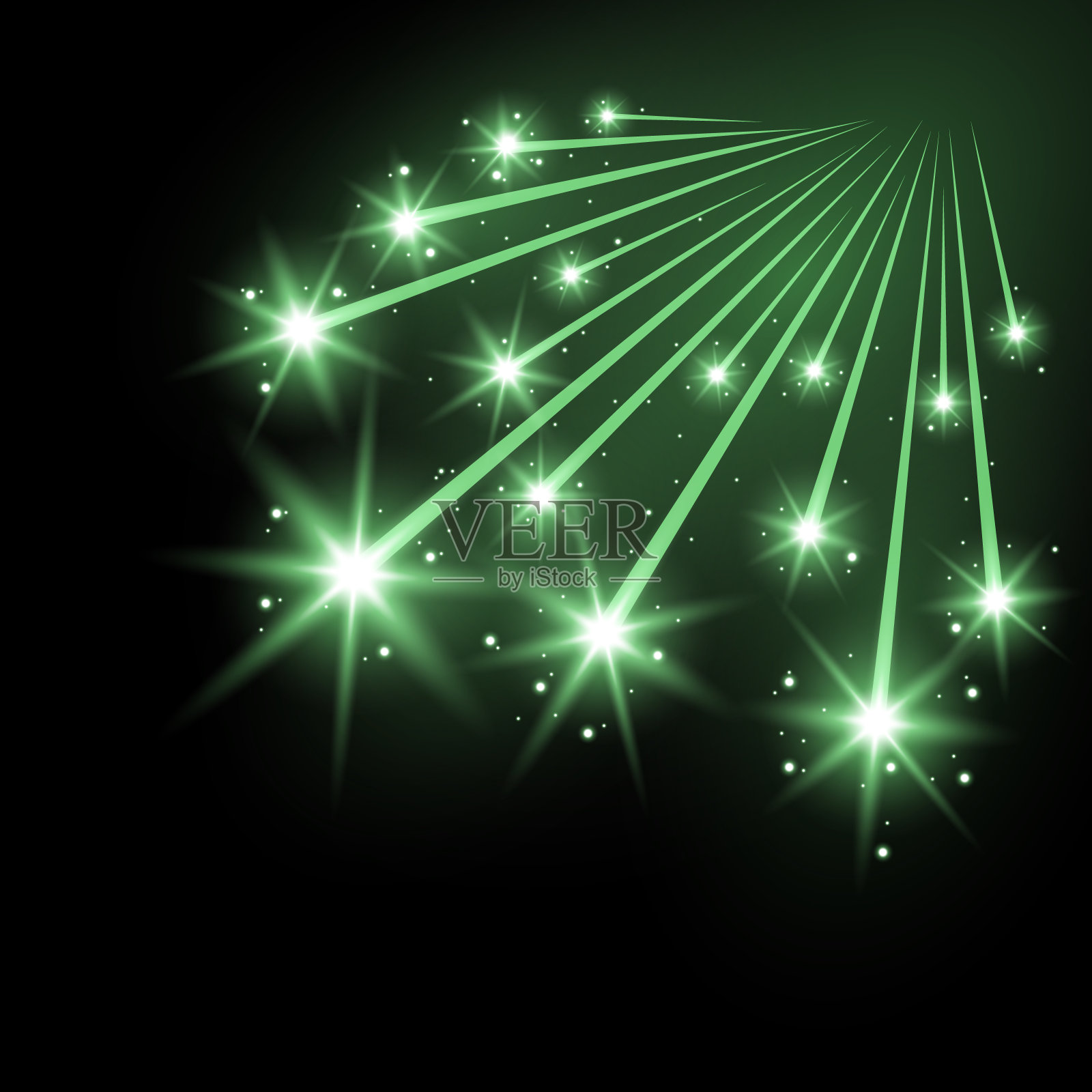 闪烁的陨星带着星尘，绿色设计元素图片