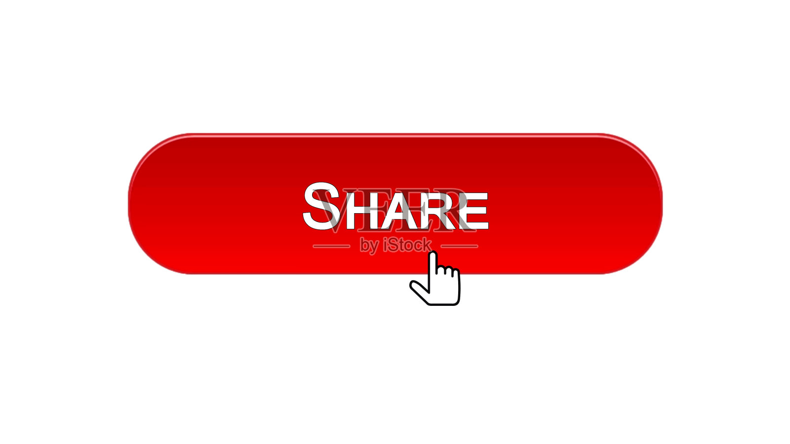 分享网页界面按钮用鼠标点击红色光标，社交网络插画图片素材