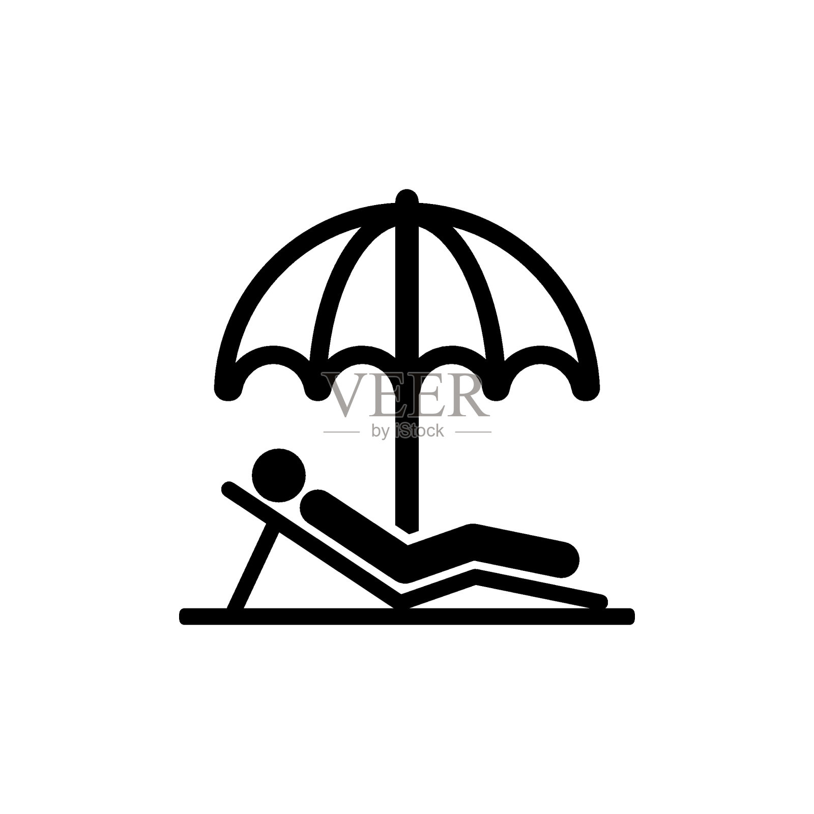 人躺在一个伞下的矢量图标插画图片素材