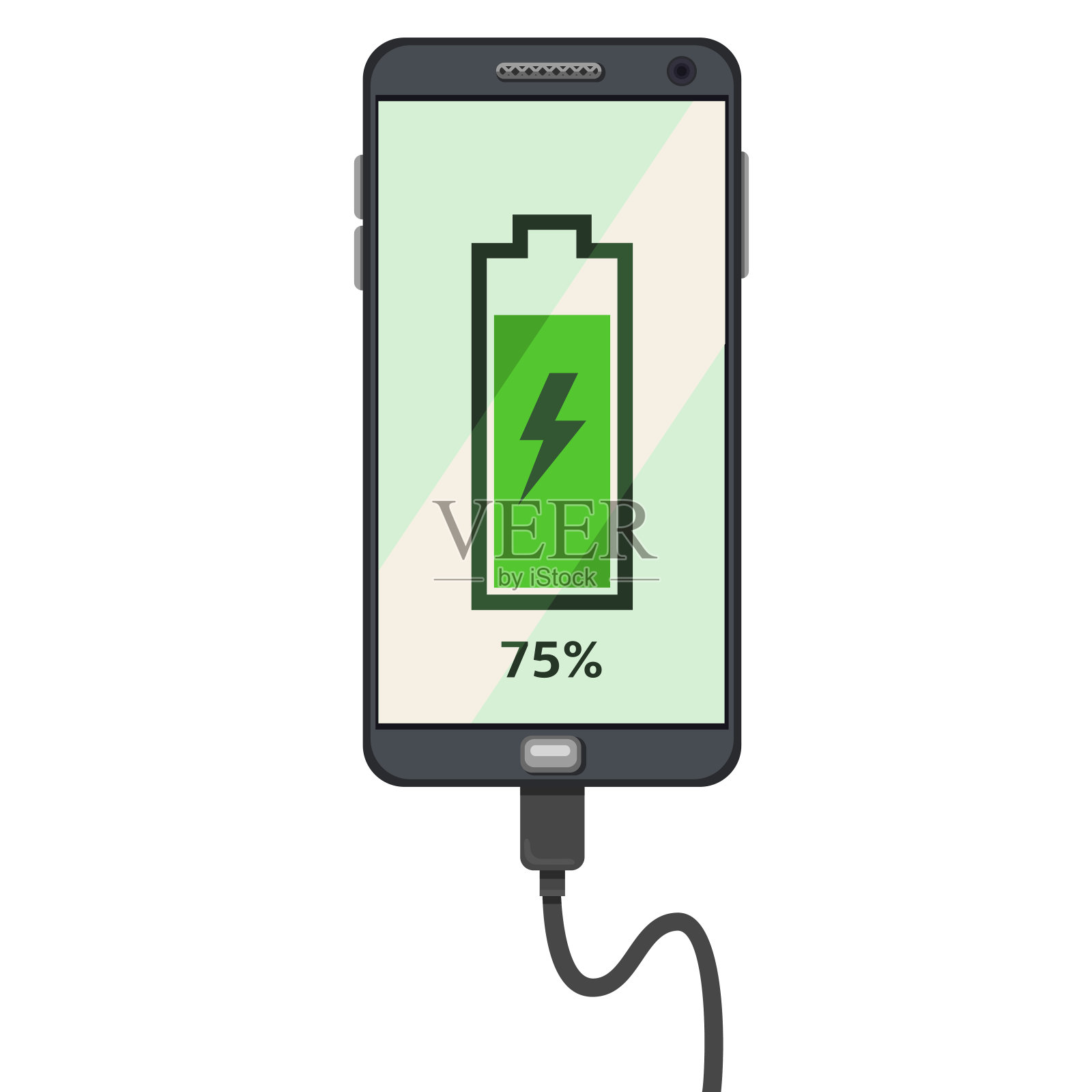 矢量平面插图-智能手机电池充电设计元素图片