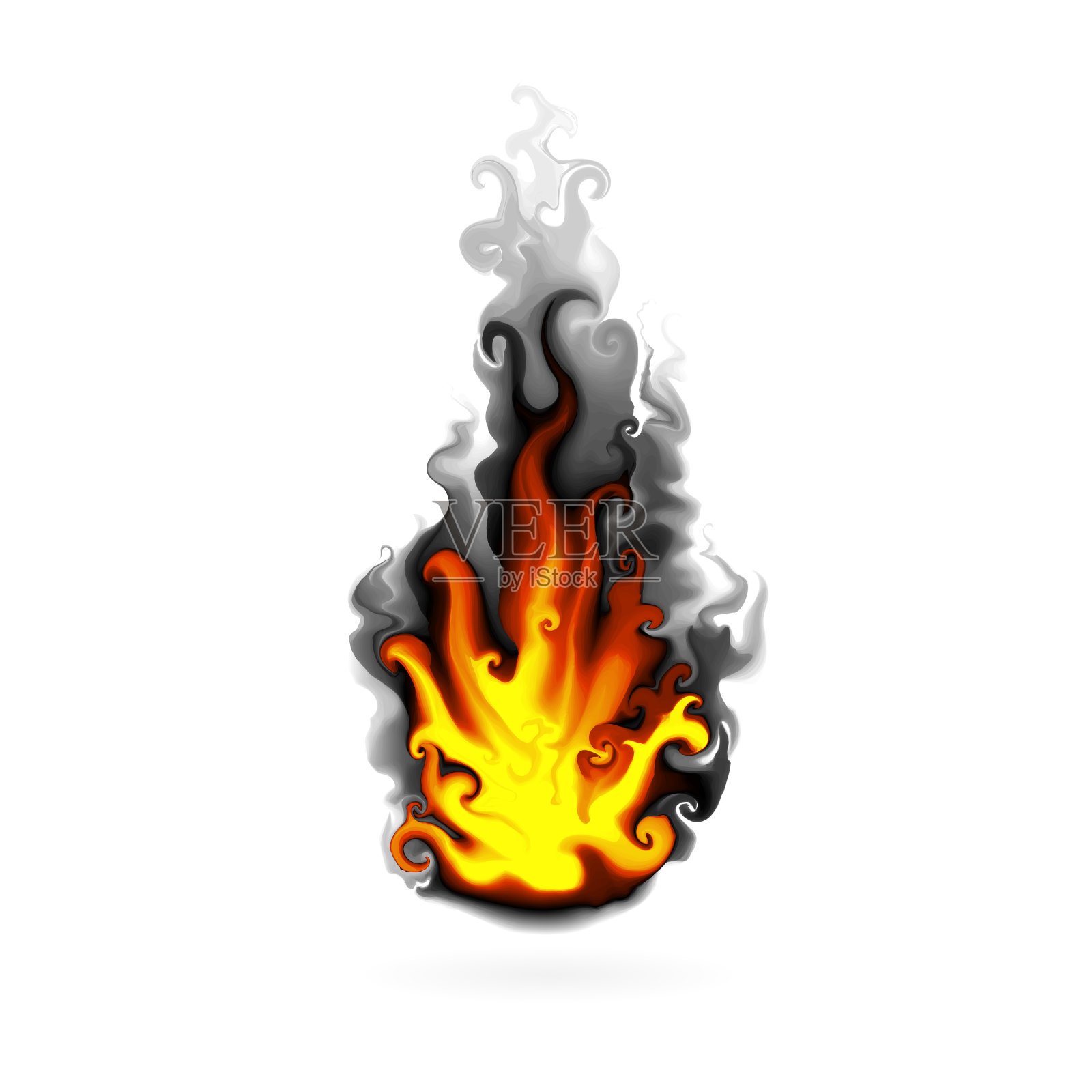 火与烟在白色背景，矢量EPS 10设计元素图片