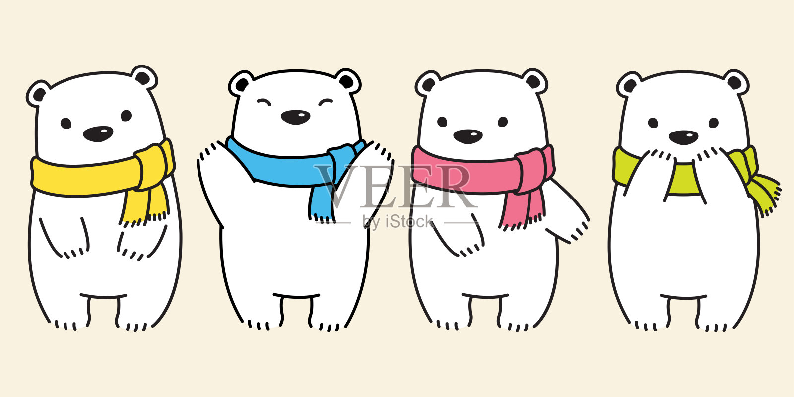 熊向量北极熊熊猫标志图标围巾小孩插图人物卡通涂鸦插画图片素材