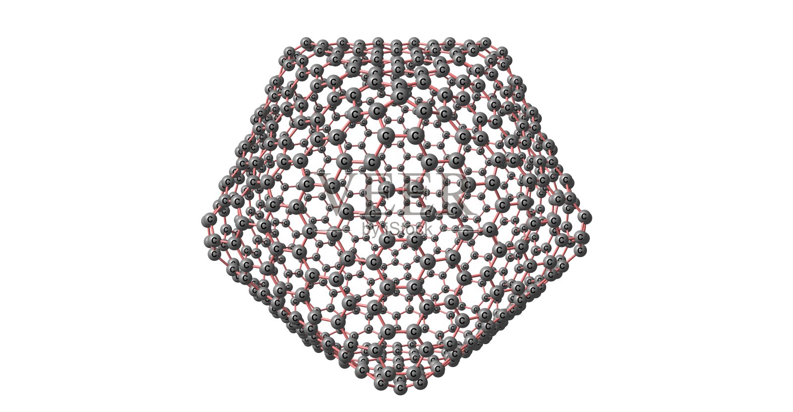 巨大的富勒烯类分子结构孤立在白色背景上照片摄影图片