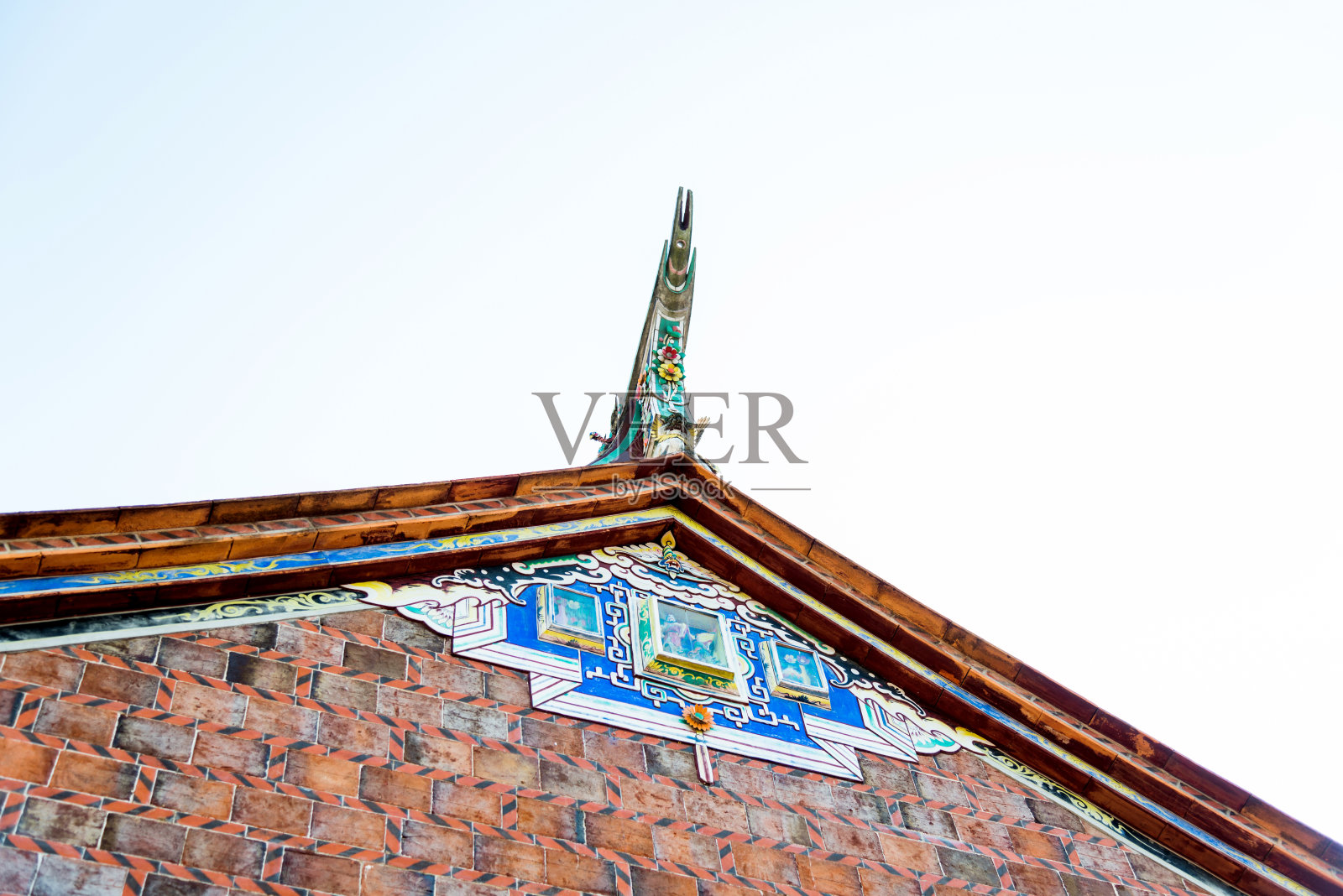 中国风格的寺庙屋顶的特写照片摄影图片