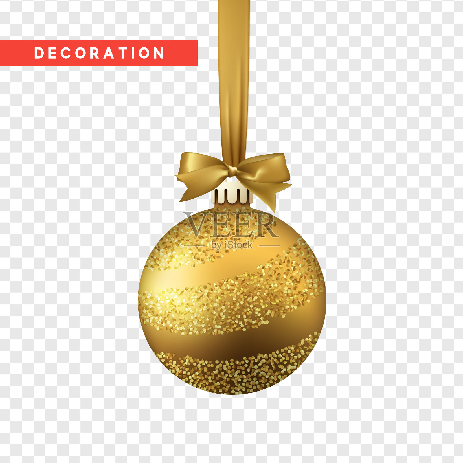 圣诞球的金色。圣诞装饰物元素插画图片素材
