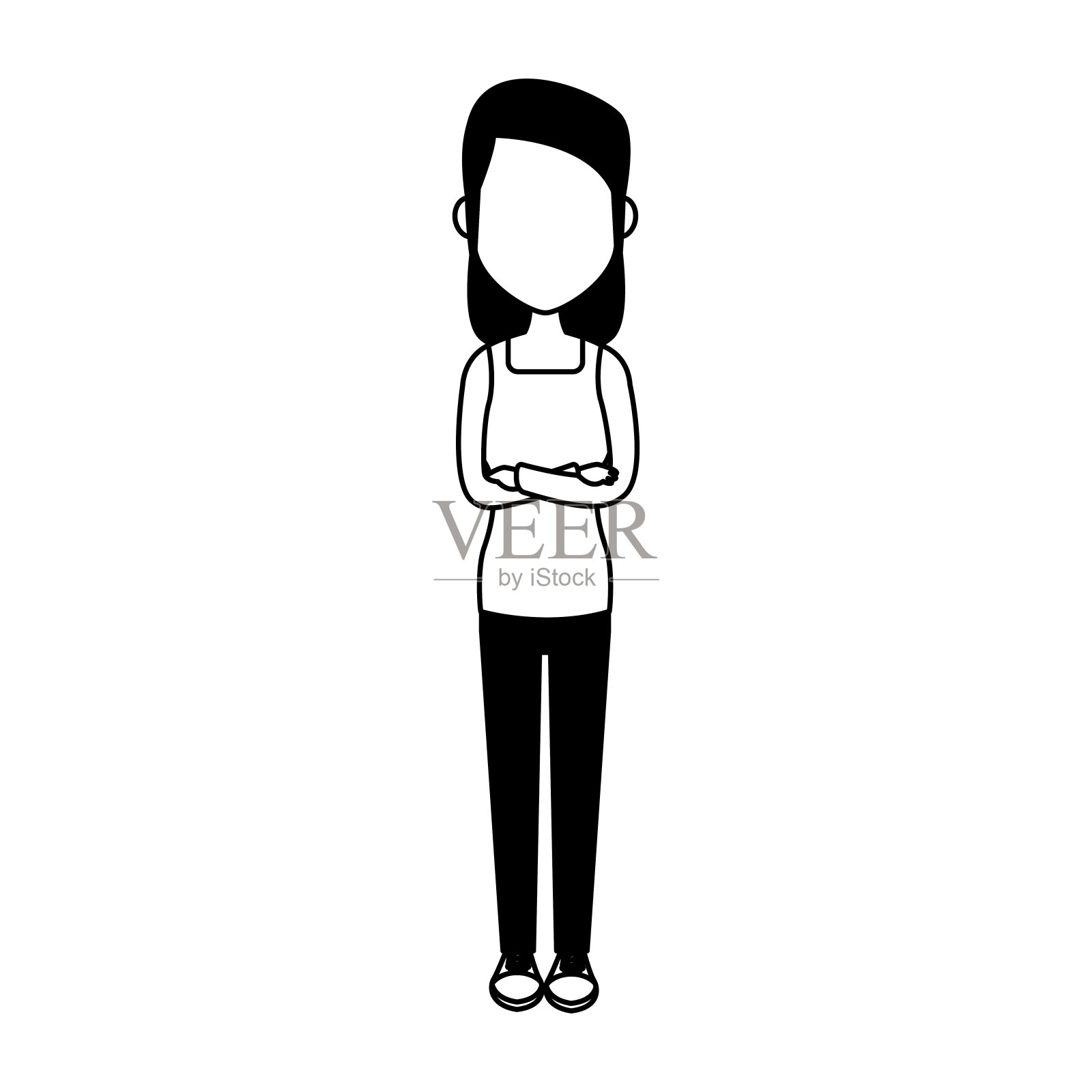 黑白漫画上的年轻女子设计元素图片