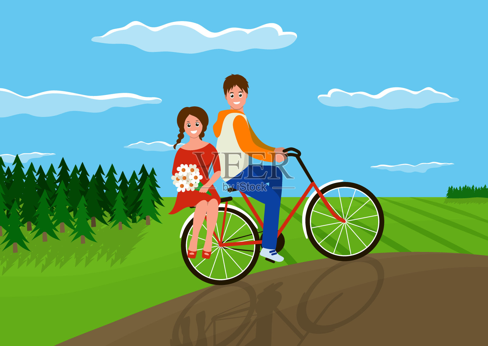 在自行车上相爱的情侣设计元素图片