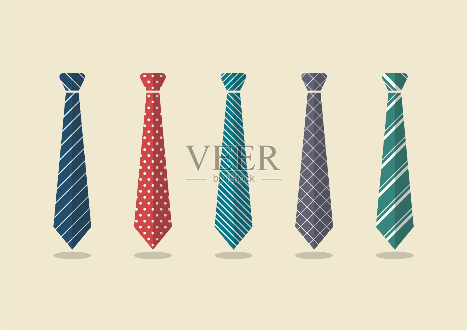 一套不同的领带插画图片素材