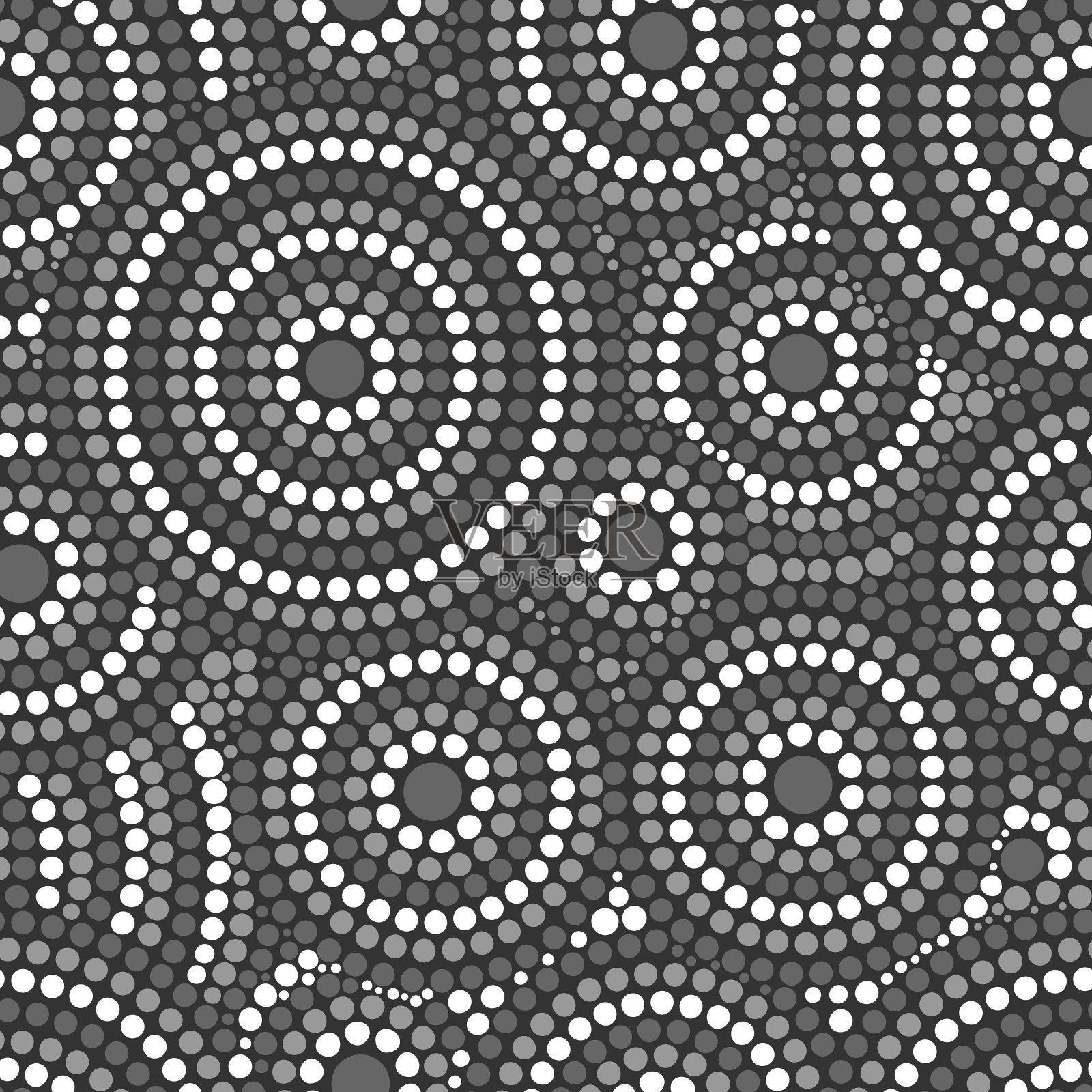 黑白点纹矢量无缝。带有同心圆的澳大利亚传统艺术版画。用于织物、表面设计、包装纸或背景的民族装饰。插画图片素材