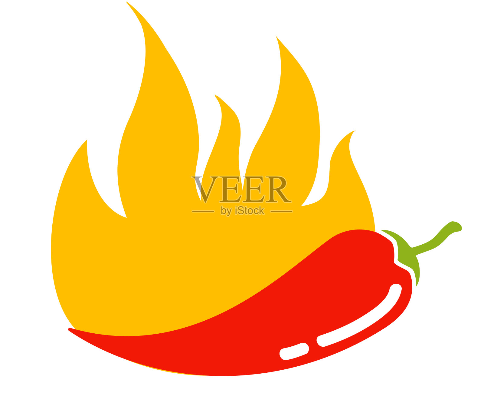 红辣椒在火里。设计元素图片