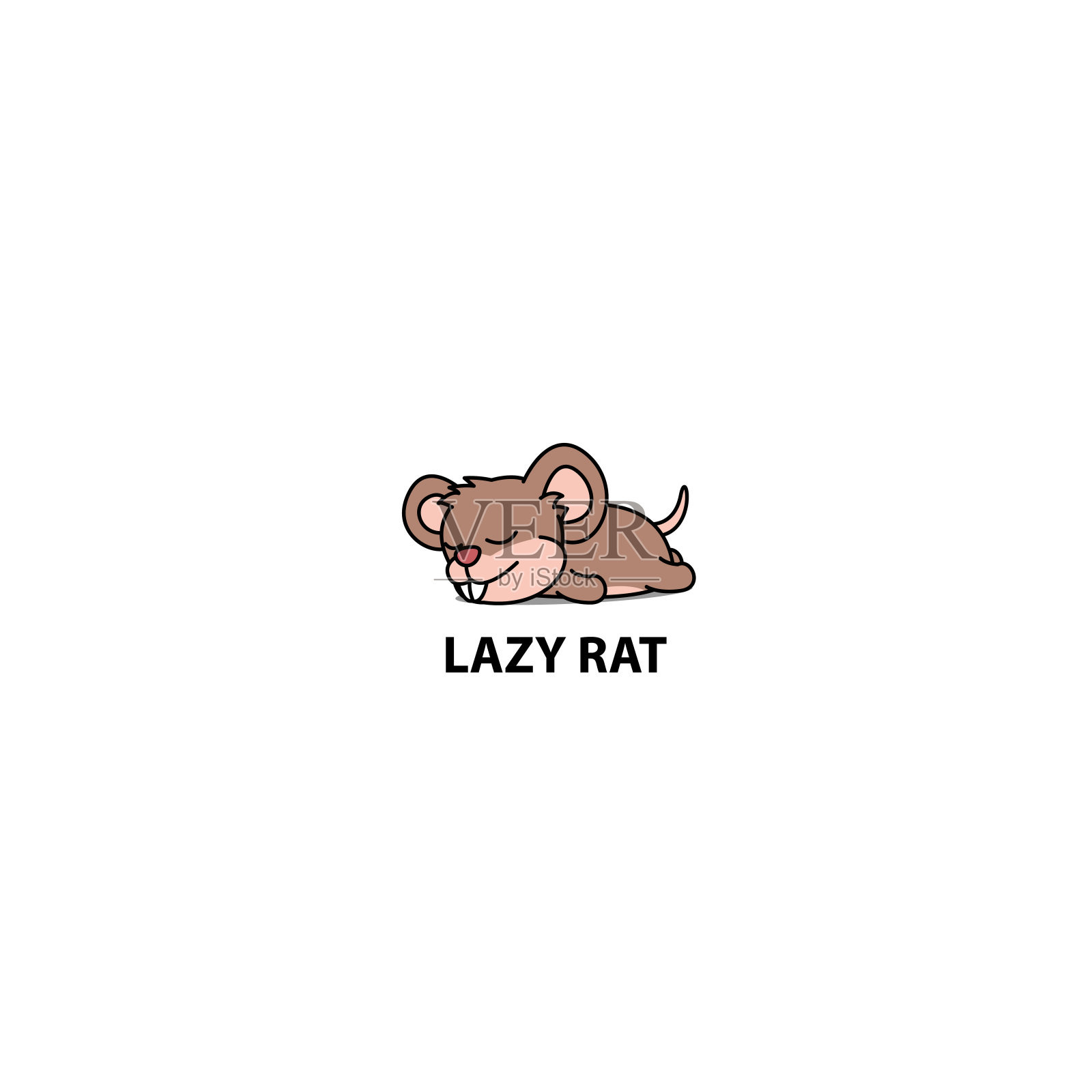 懒老鼠睡觉卡通图标，矢量插图设计元素图片