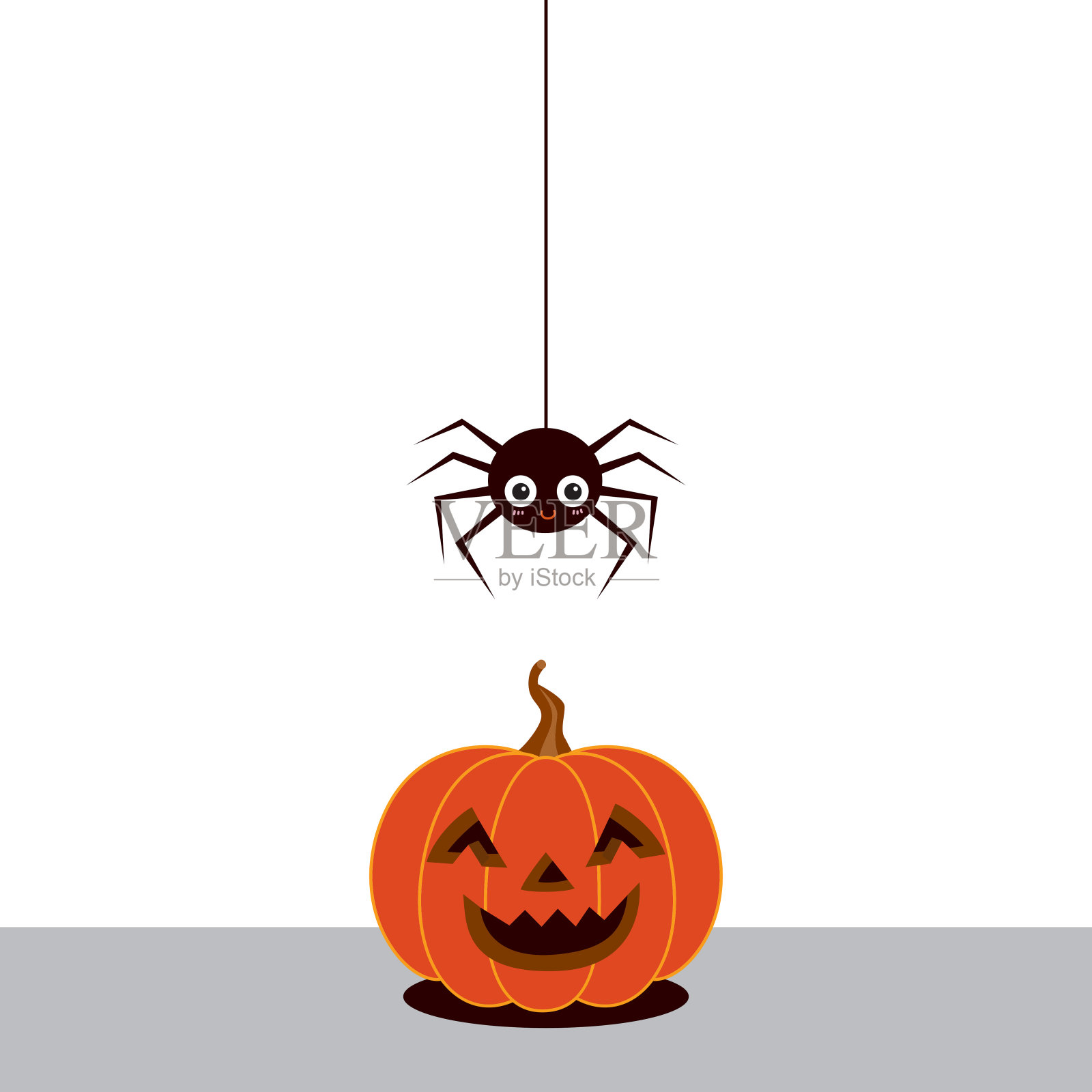 万圣节南瓜和可爱的蜘蛛插画图片素材