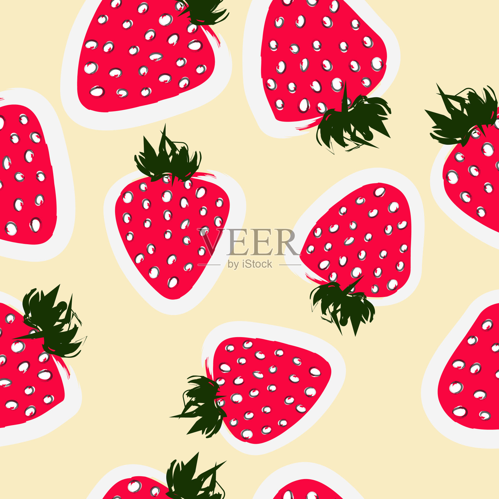 草莓无缝模式矢量插图插画图片素材