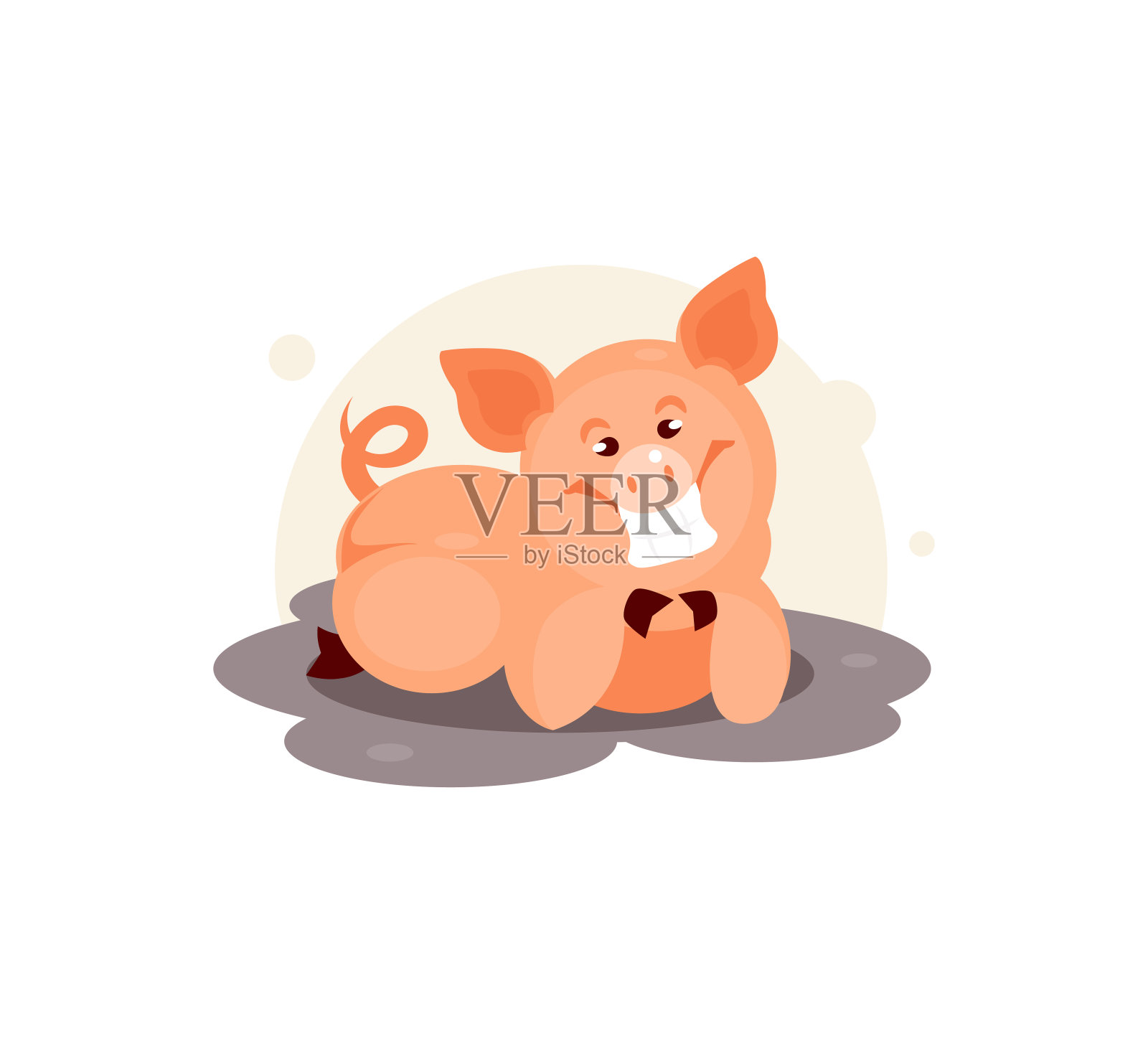 猪在泥浆矢量插画图片素材