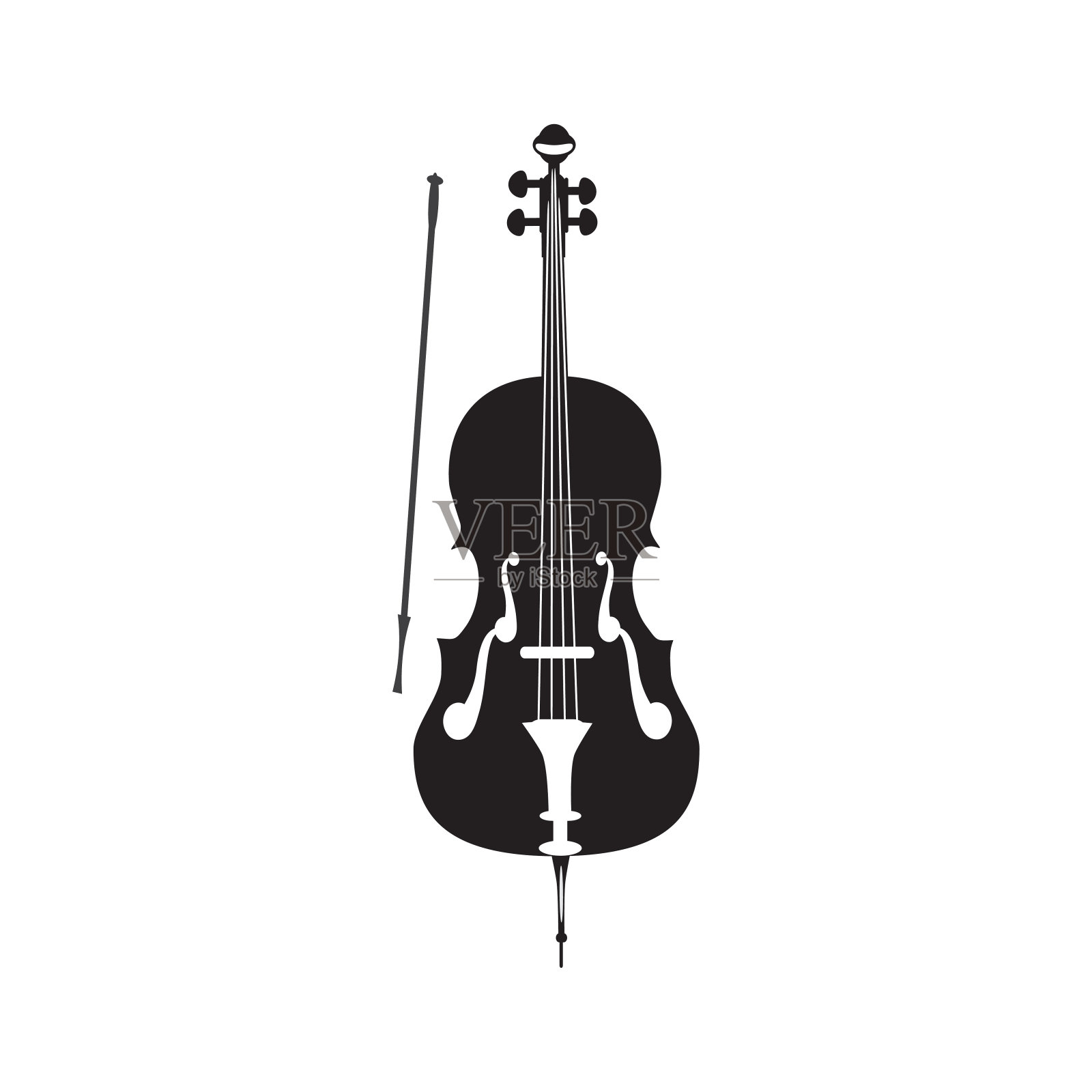 矢量黑白插图的大提琴插画图片素材