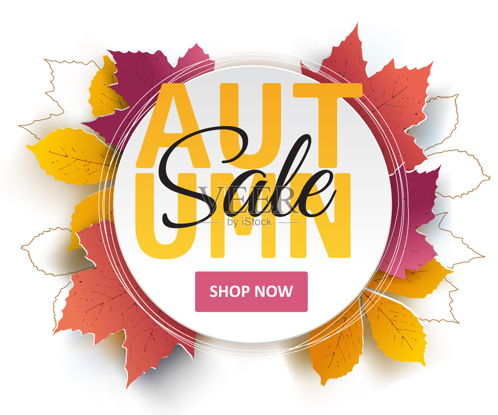 秋季促销背景布置，用树叶装饰，用于购物促销或促销。设计元素图片