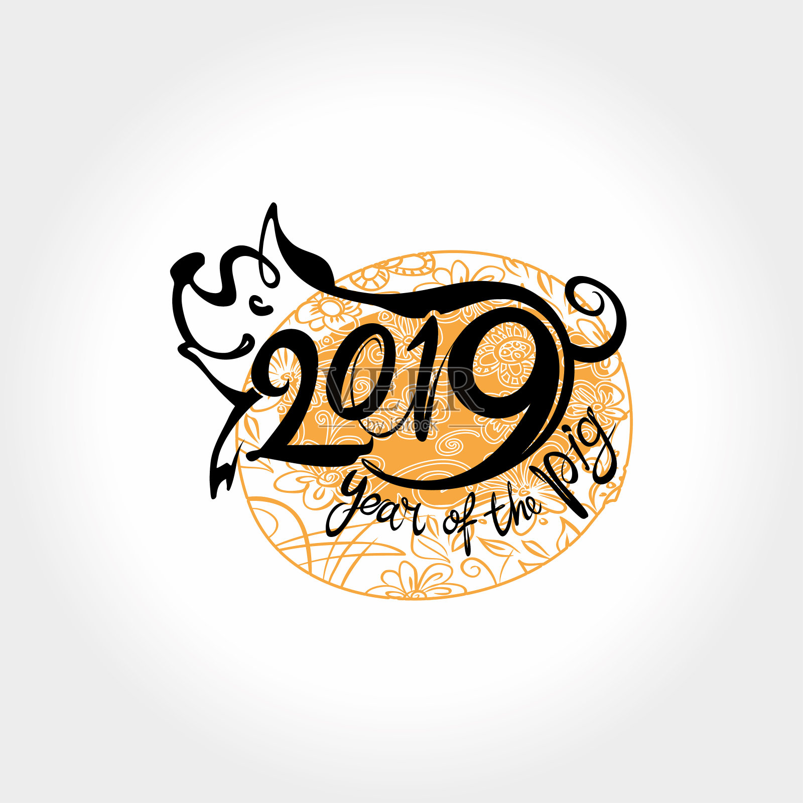 2019年是中国农历黄土猪年。新年贺卡。插画图片素材