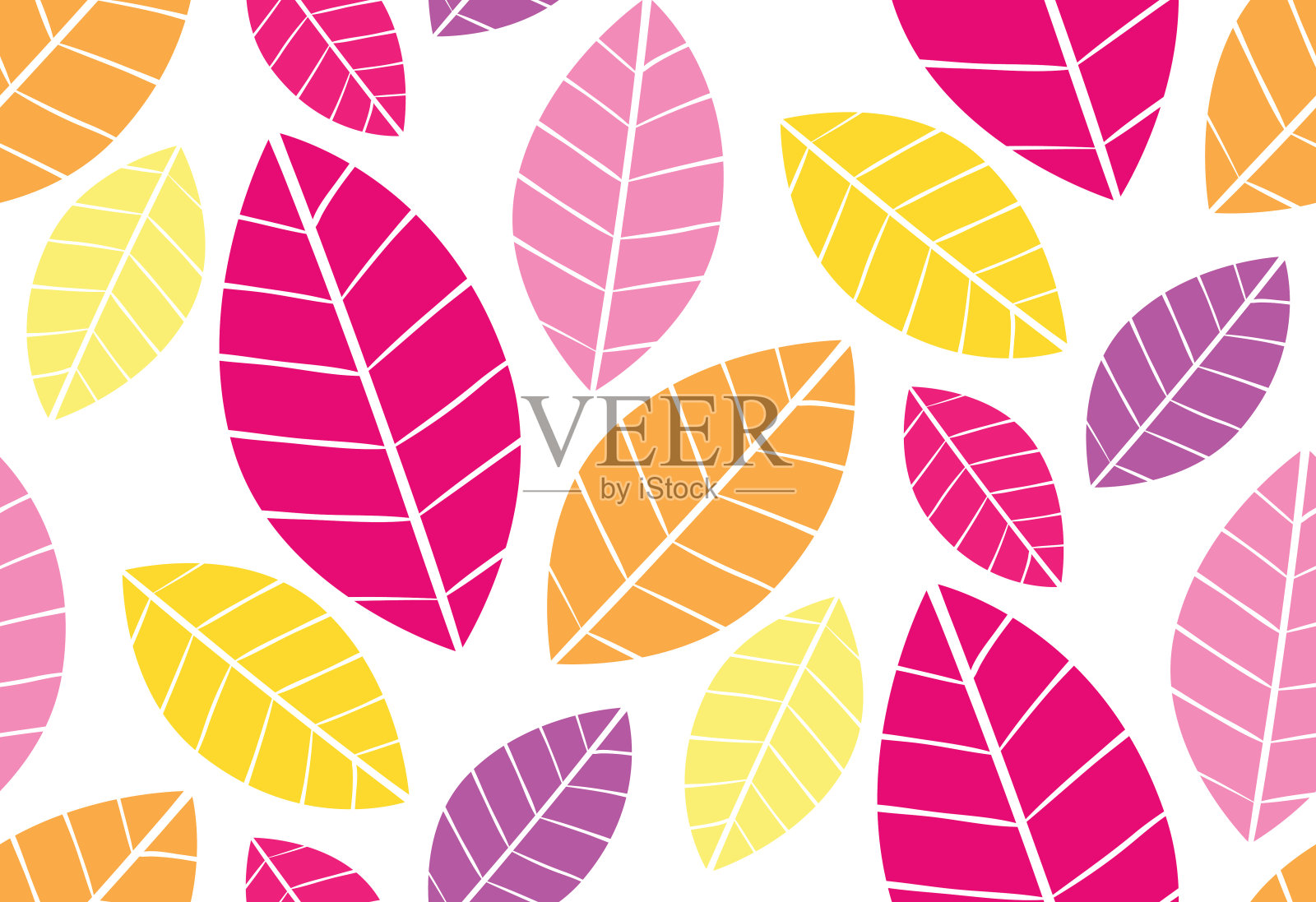 颜色叶图案背景-花秋天设置插画图片素材