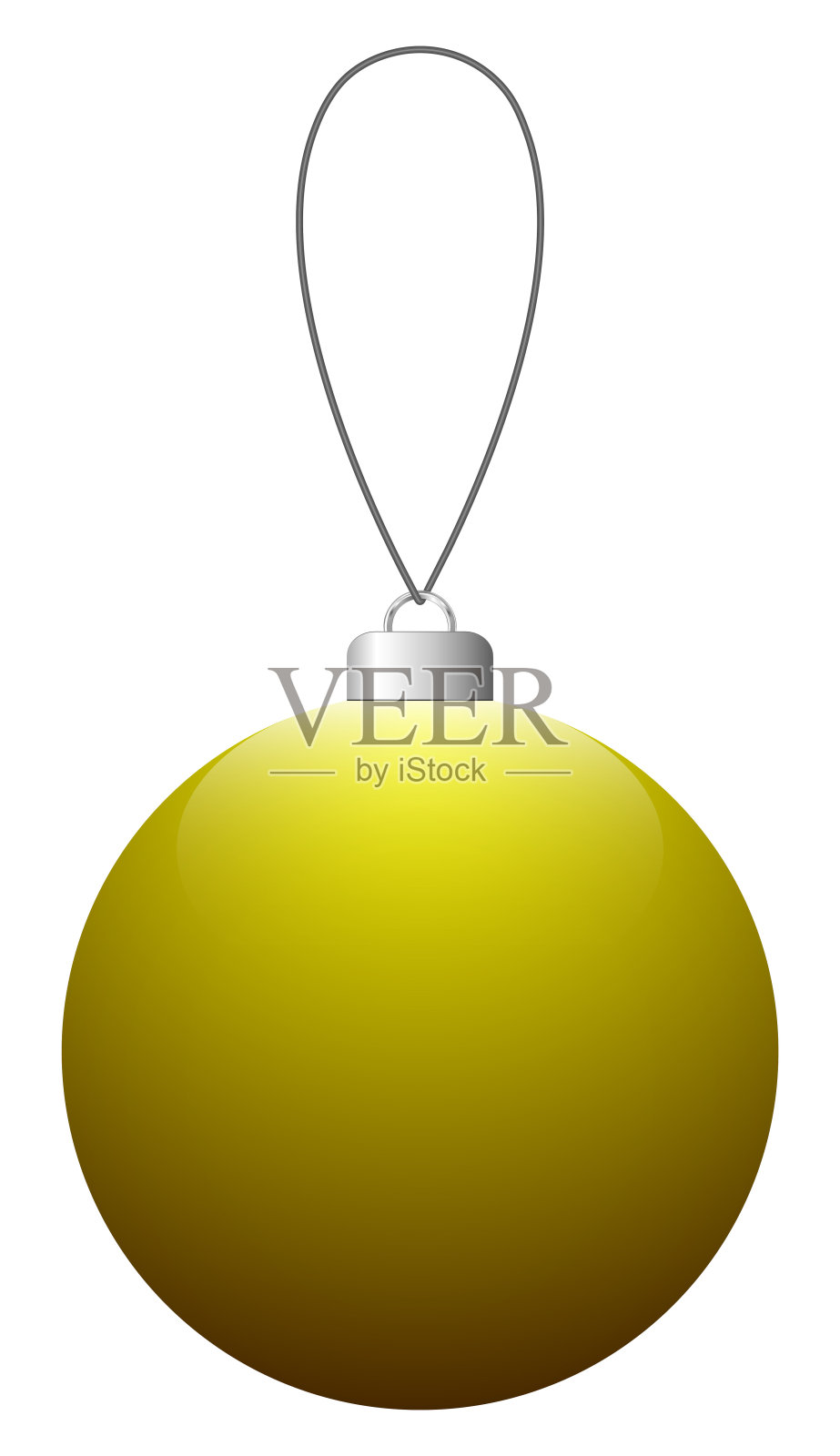 黄色玻璃圣诞球上的线。设计元素图片