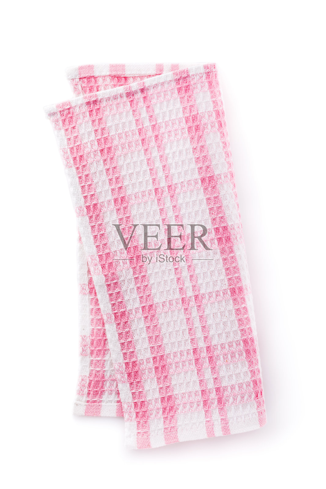 粉红色的棉餐巾对折，孤立在白色背景上，俯视图照片摄影图片