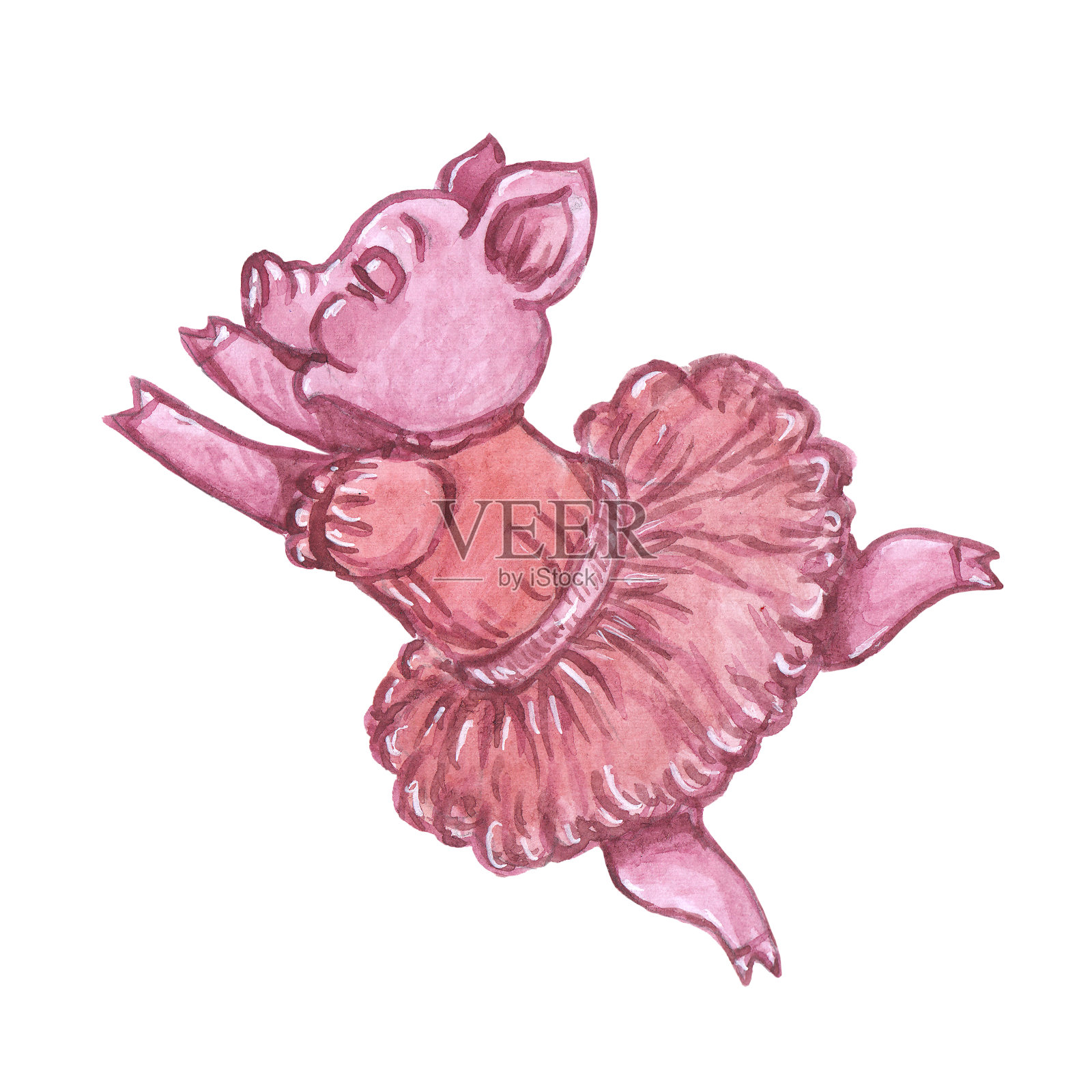 小猪芭蕾舞演员插画图片素材