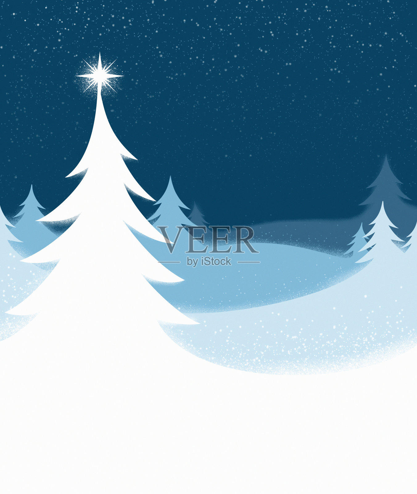 圣诞节背景在蓝色与树插画图片素材