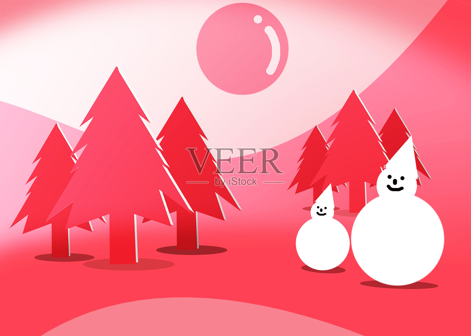 圣诞快乐雪人的背景设计插画图片素材