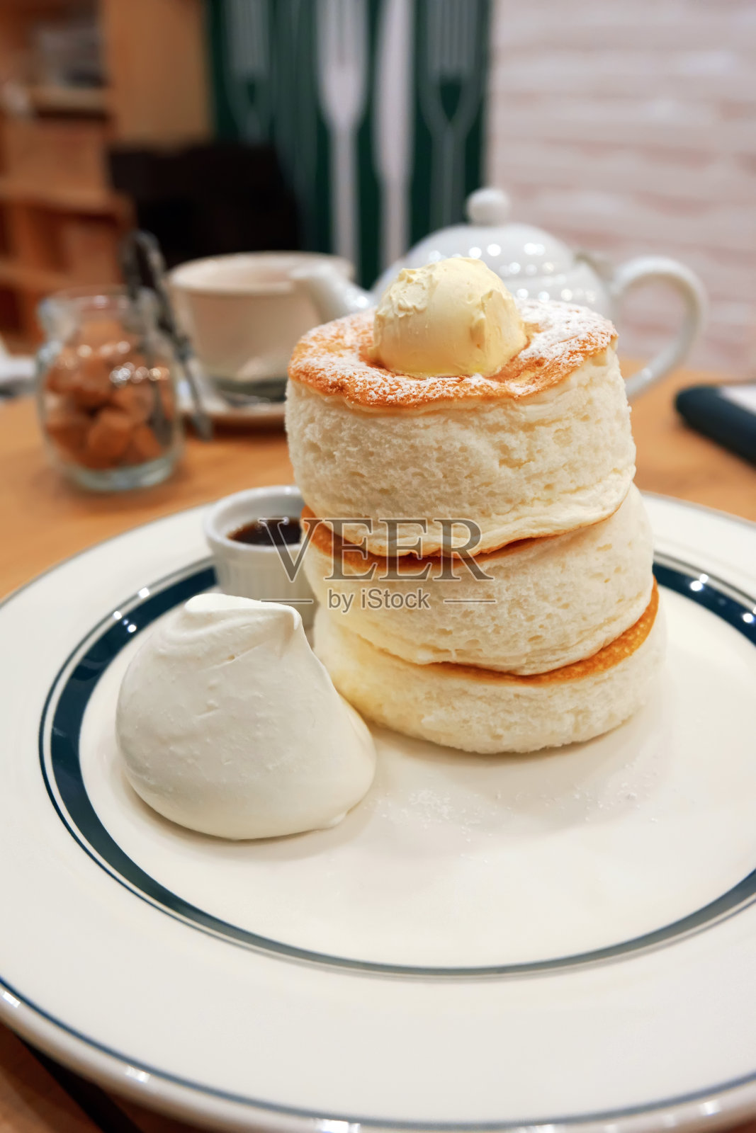 日本松饼的特写。照片摄影图片