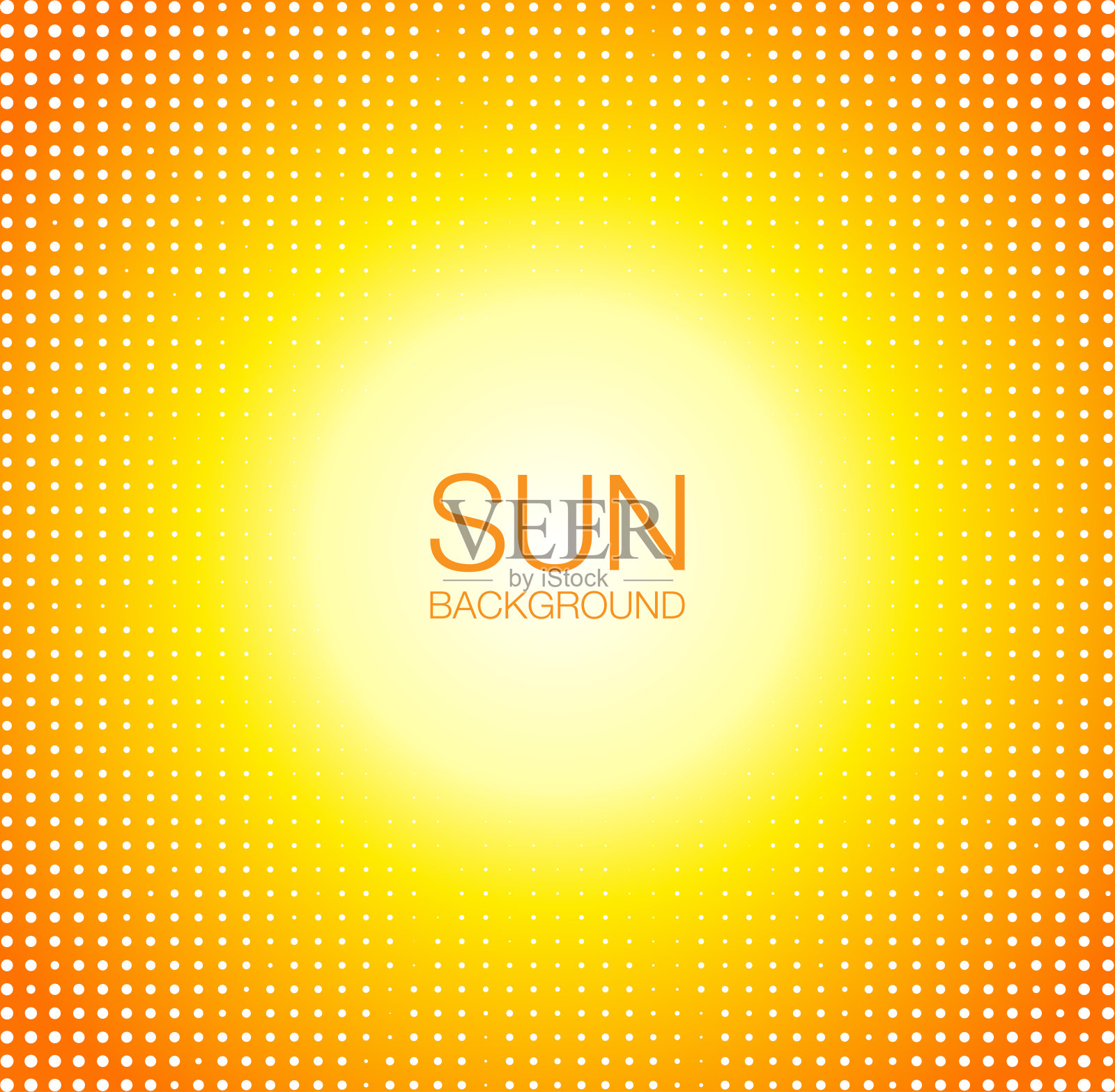 太阳橙色半色调圆圈背景。阳光黄色框架采用半色调圆点纹理。矢量插图。插画图片素材