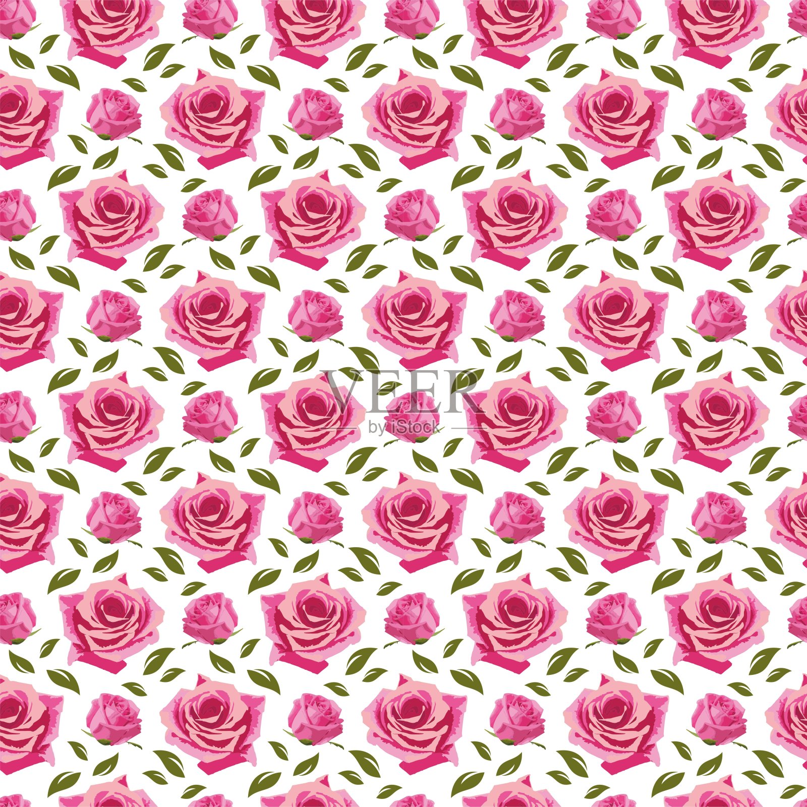 粉红色的玫瑰。花卉无缝矢量背景插画图片素材