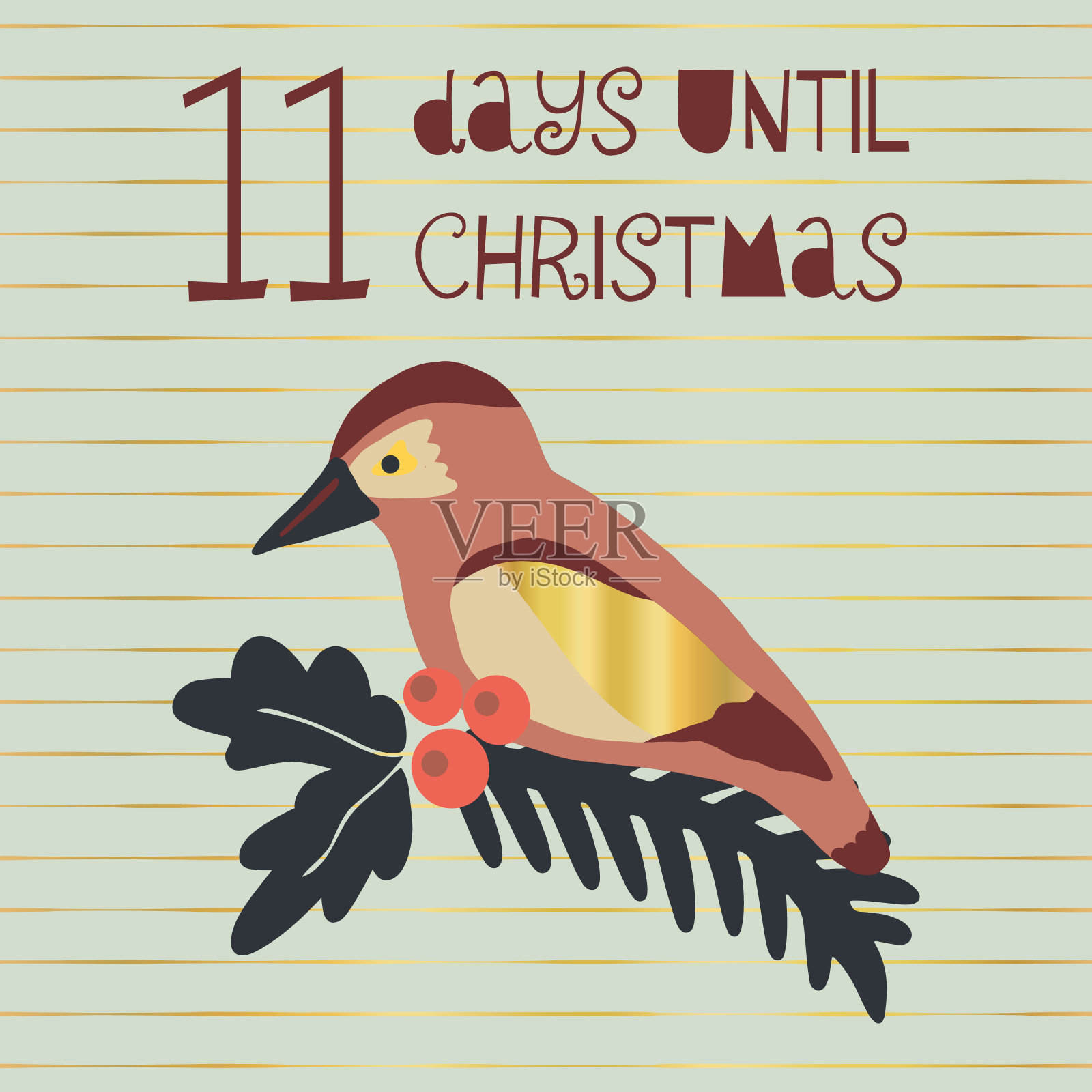 11天到圣诞节矢量插图鸟插画图片素材