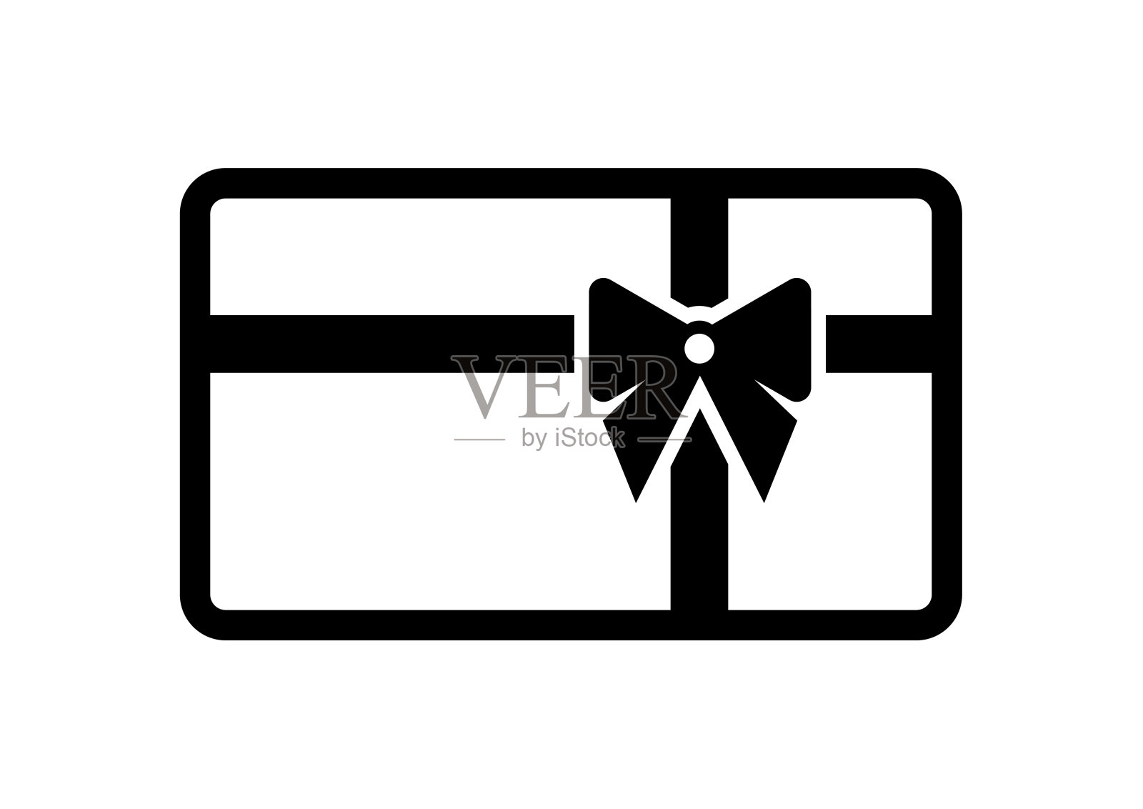 礼品卡图标与蝴蝶结，丝带孤立的白色背景图标素材