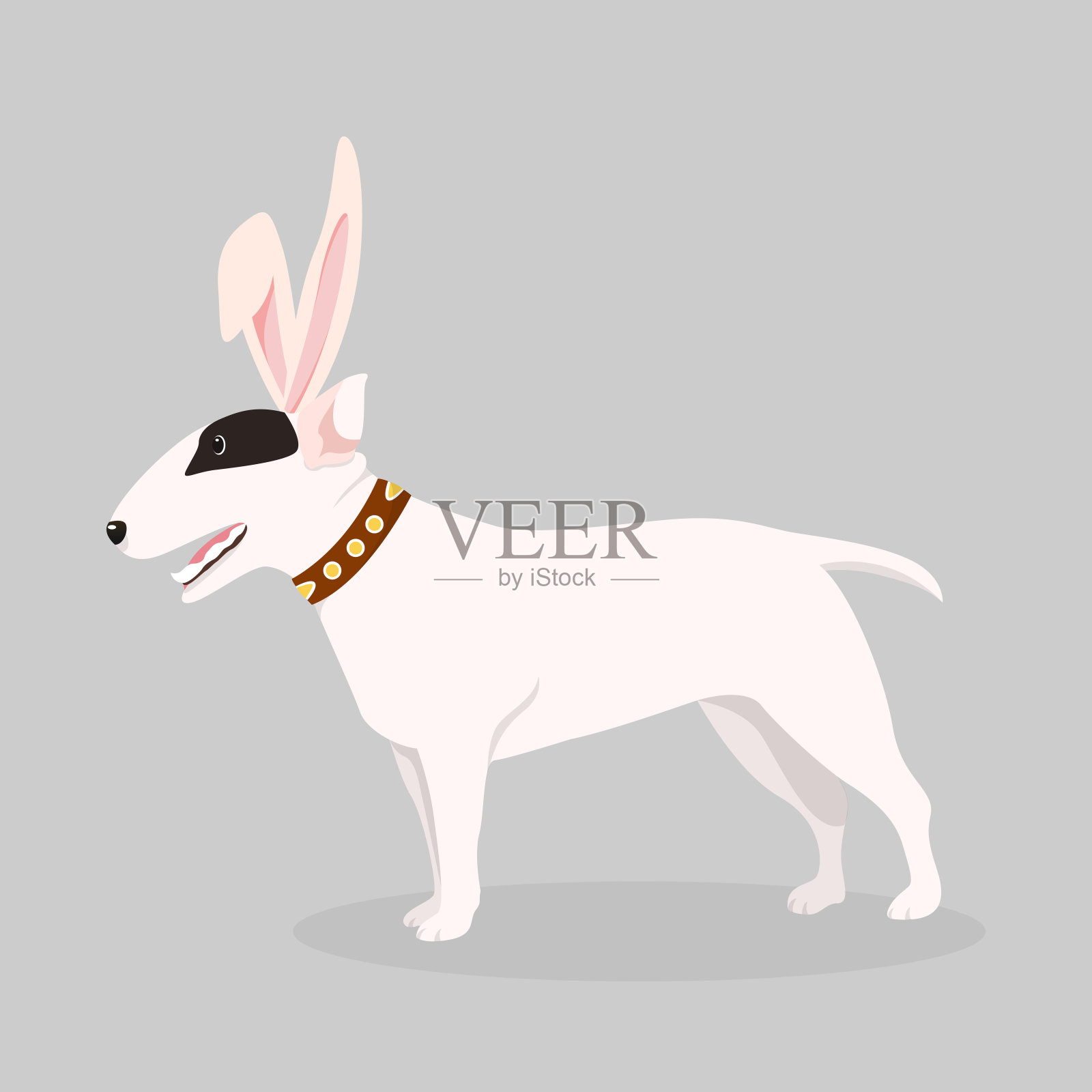 一只长着兔子耳朵的狗插画图片素材