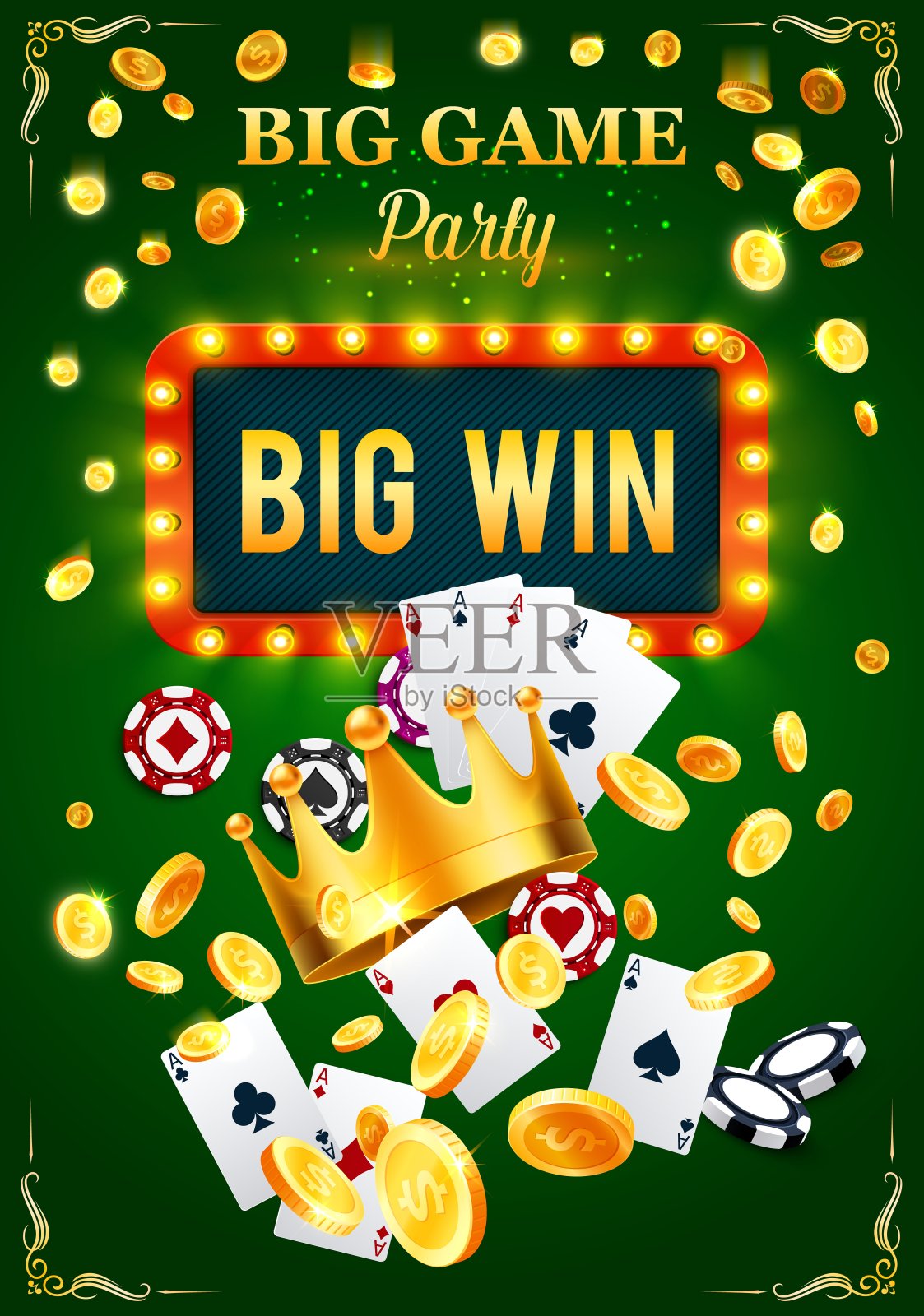 赌场赌博游戏派对邀请海报插画图片素材