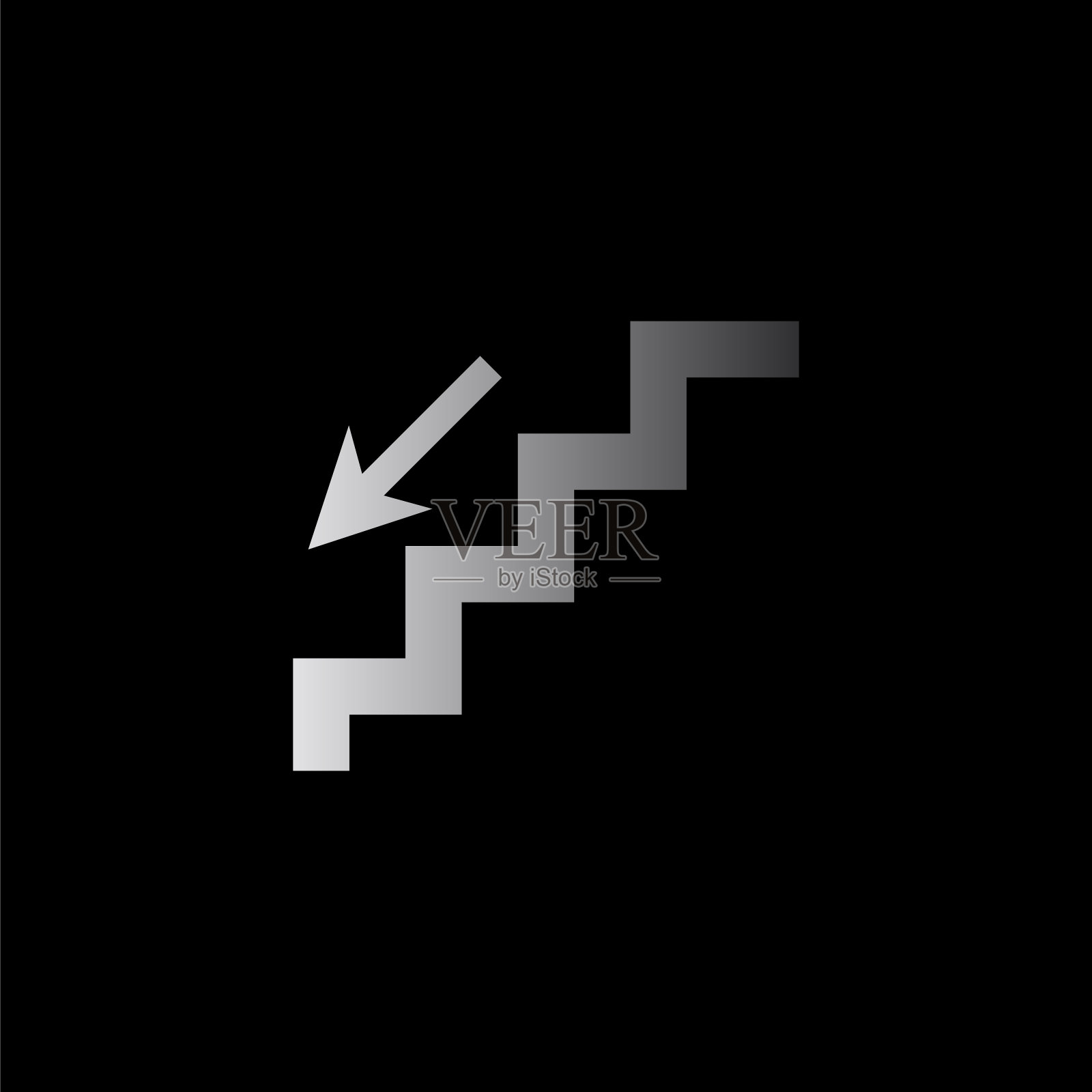 楼梯-黑色矢量图标插画图片素材
