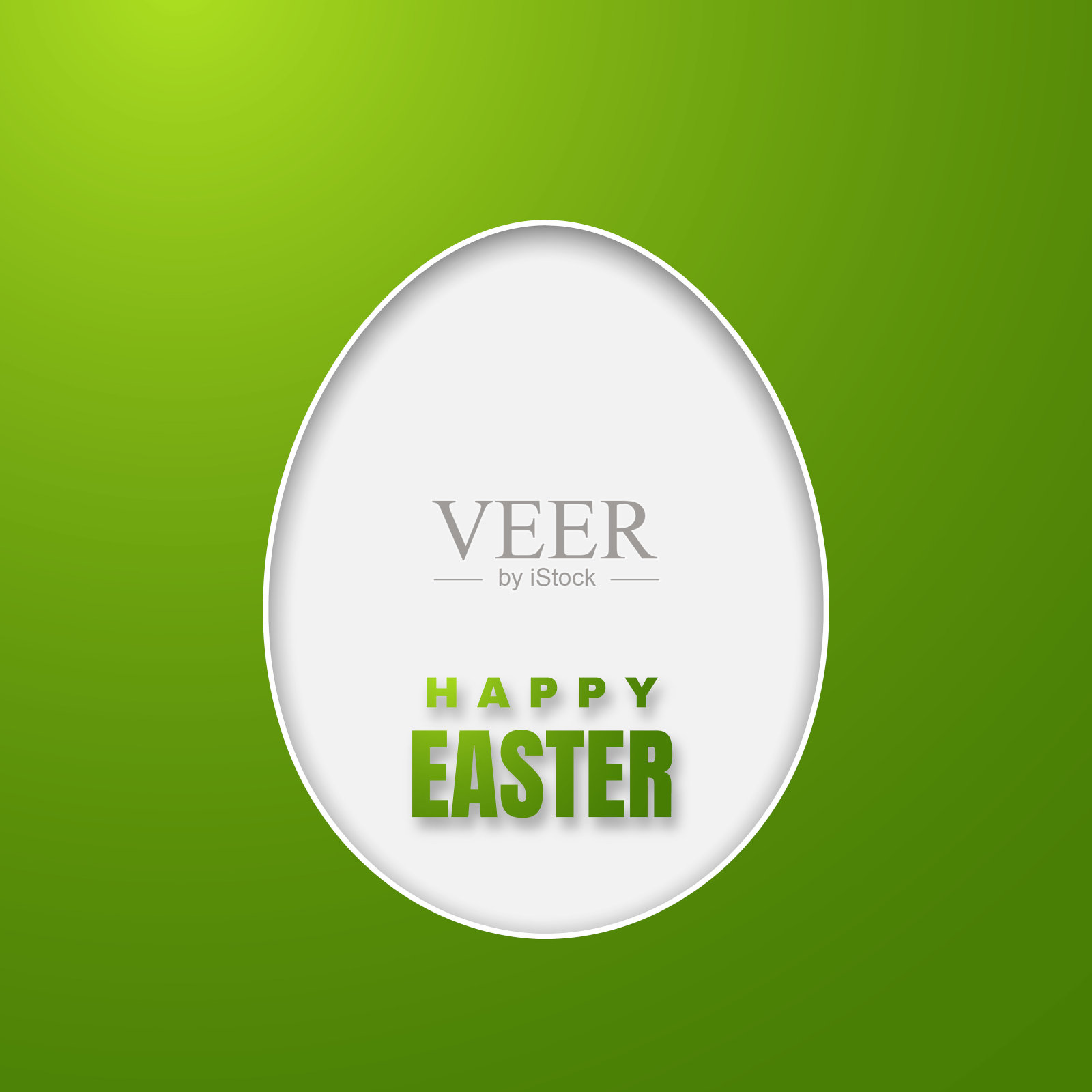 复活节快乐贺卡与彩色纸复活节彩蛋在绿色的背景。矢量图插画图片素材
