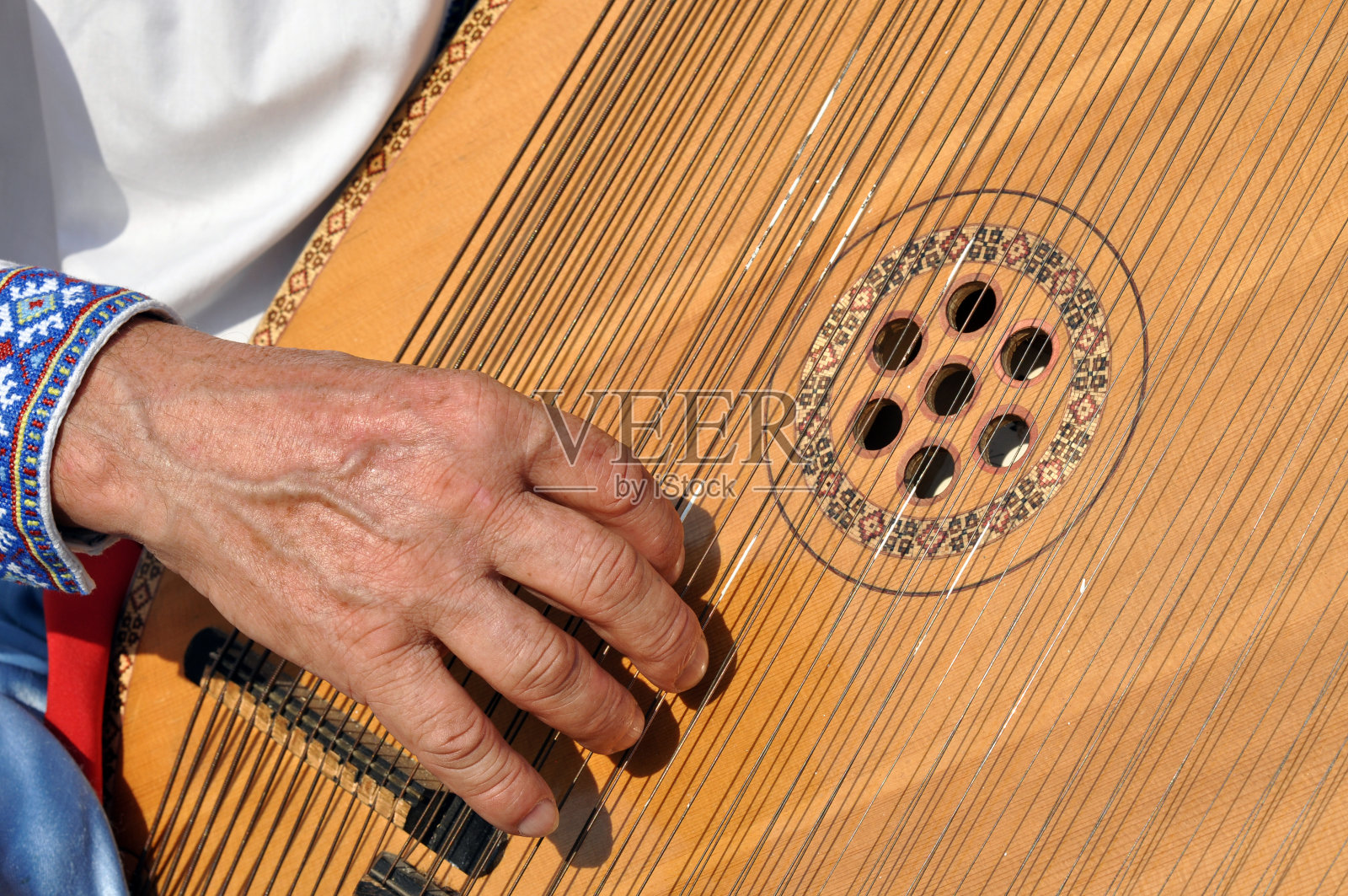 演奏班杜拉的民族音乐家照片摄影图片