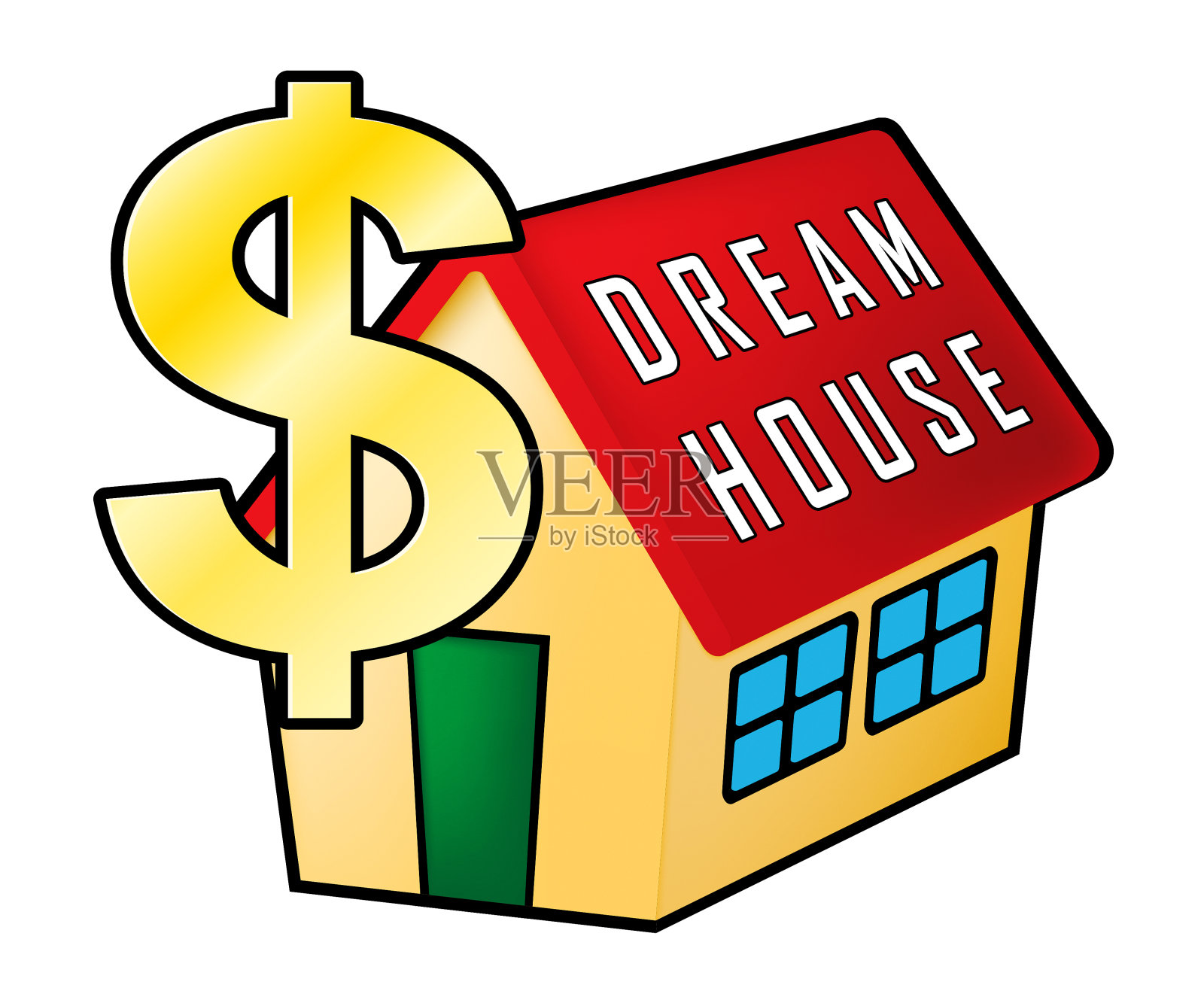 梦想的房子图标意味着找到你的梦想的房子或公寓- 3d插图照片摄影图片