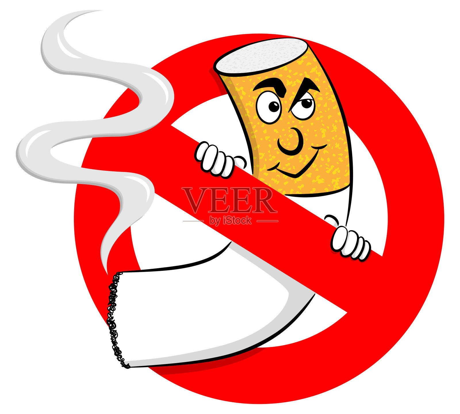 禁止吸烟的卡通香烟标志插画图片素材