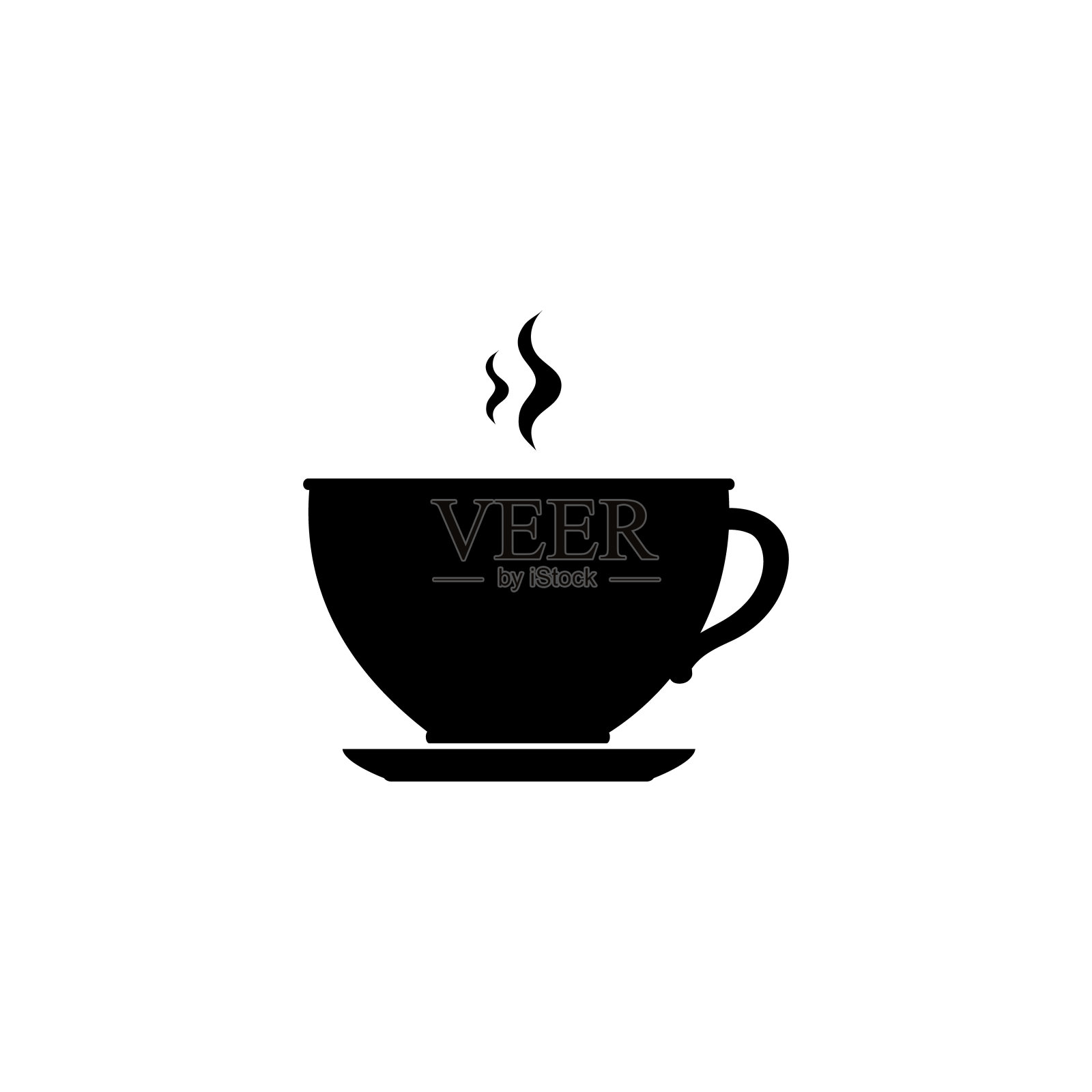 一杯咖啡。咖啡杯图标。咖啡图标孤立在白色背景插画图片素材