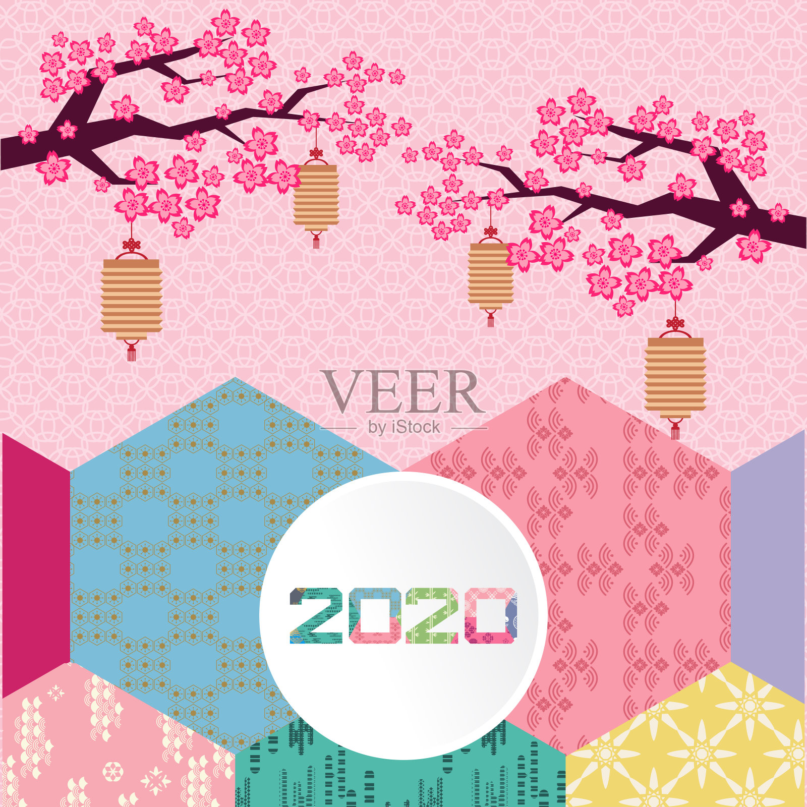 2020年日本新年插画图片素材
