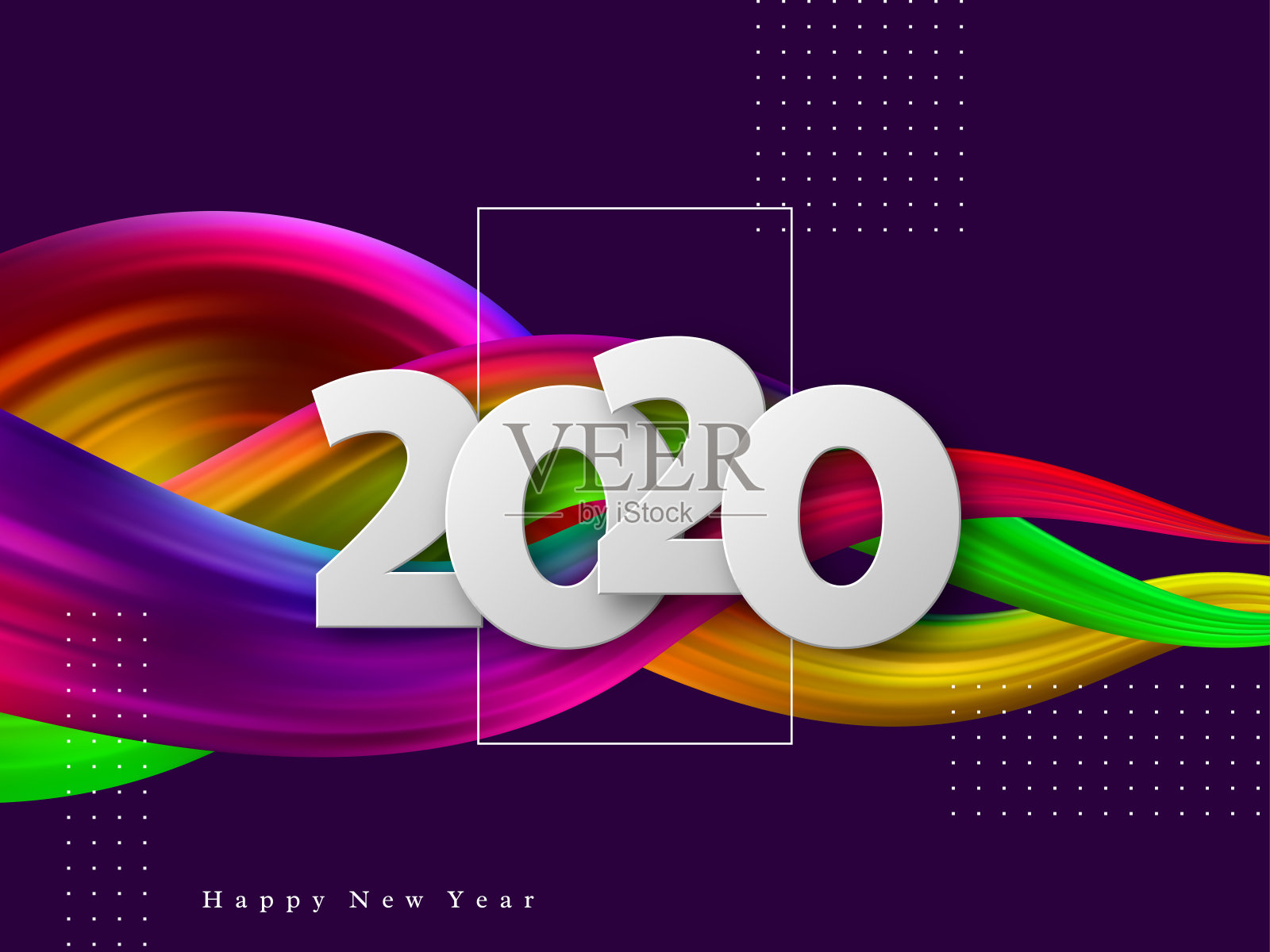 2020年新年标志在抽象的液体背景上。插画图片素材