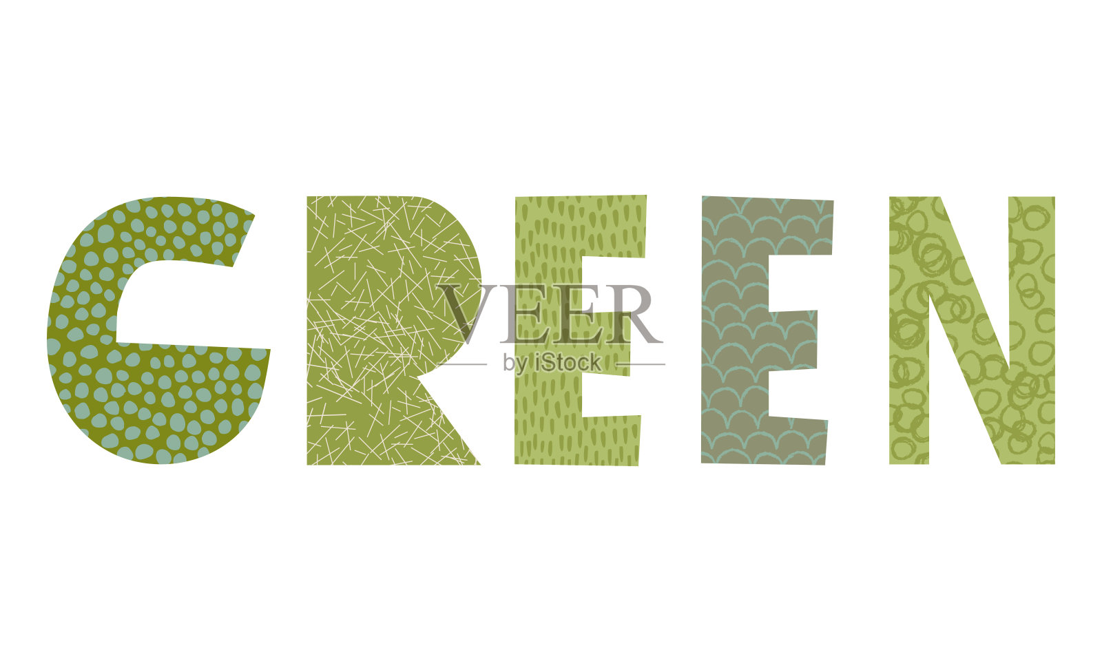绿色环保的矢量纸拼贴字插画图片素材