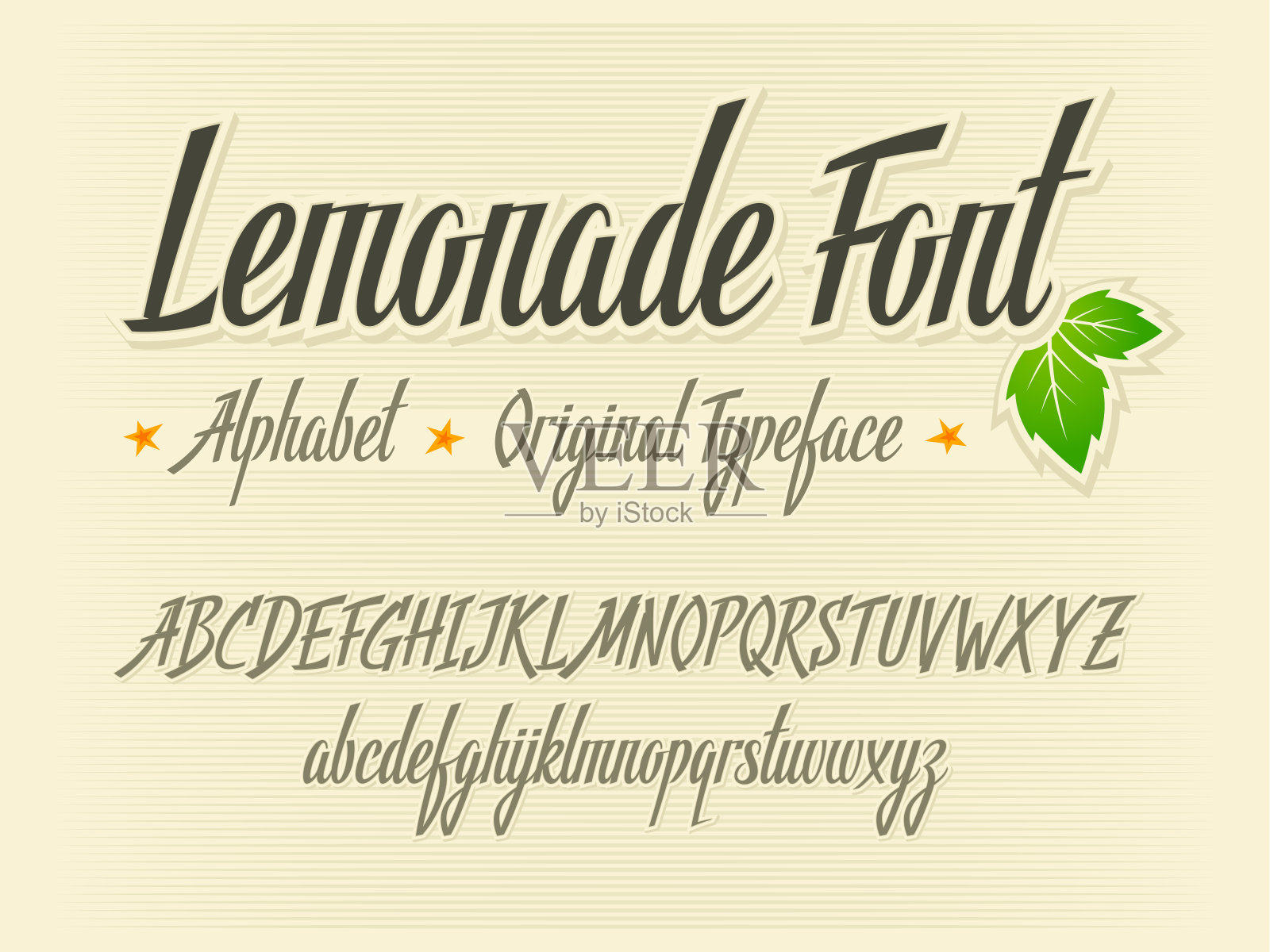 柠檬水字体手写字母向量字母表插画图片素材